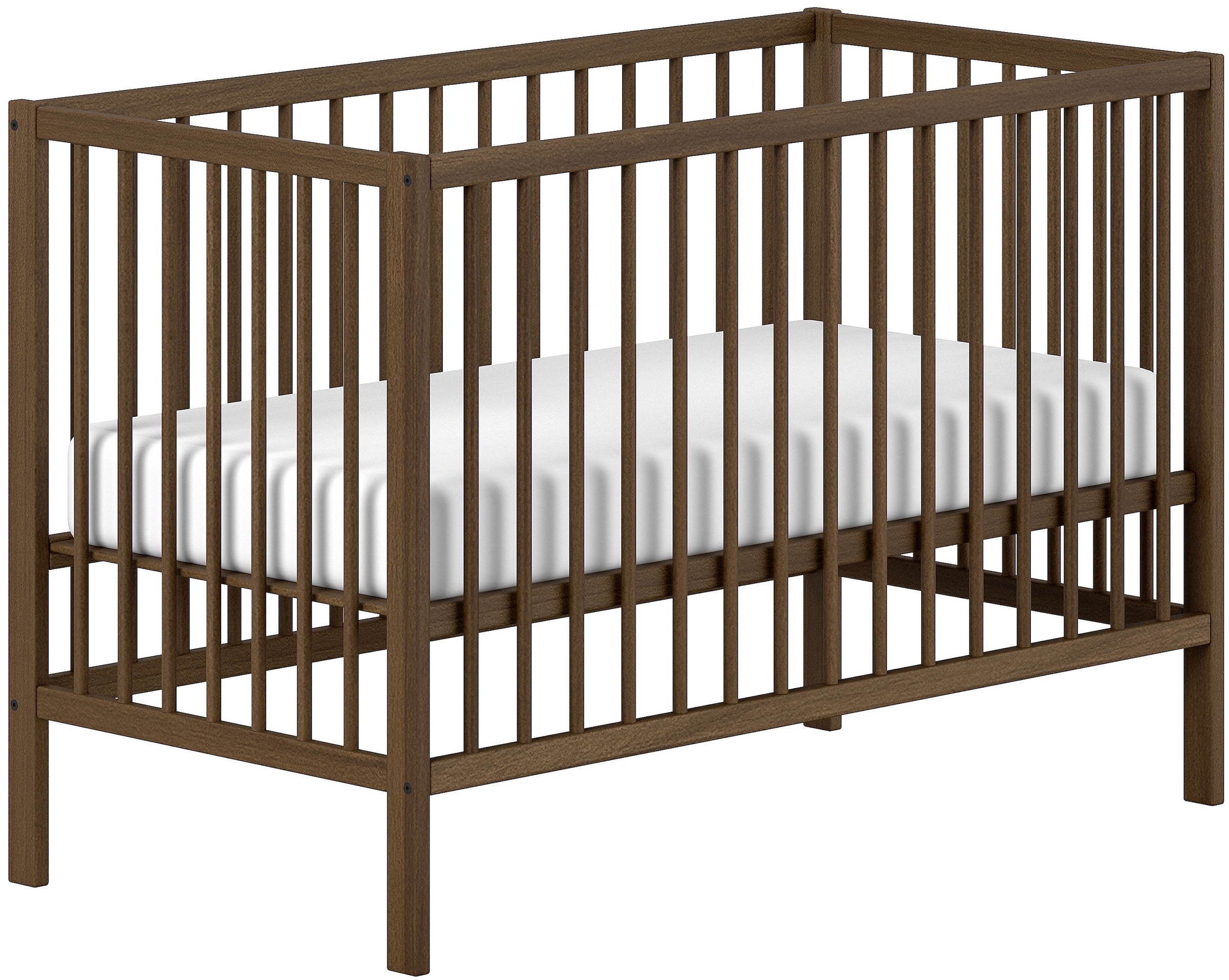 Vipack Babybett »DINO, ideal für Ihr Kinderzimmer, Made in Europe, Buche massiv« 60/120cm, Liegehöhe 3-fach höhenverstellbar, Buche Nussbaumfarbig