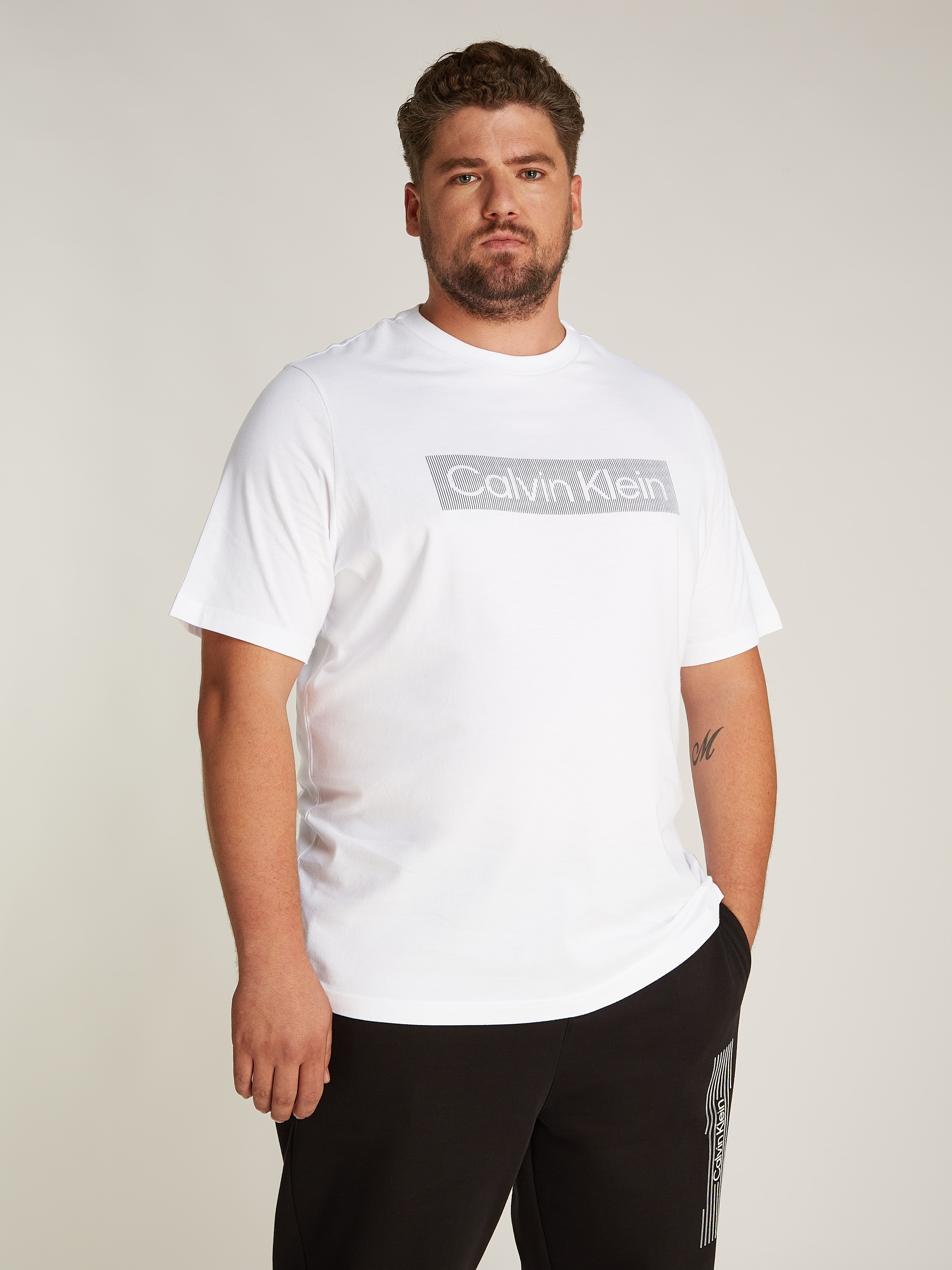 Calvin Klein Big&Tall T-Shirt »BT_BOX STRIPED LOGO T-SHIRT«, in Großen Größen mit Logoschriftzug