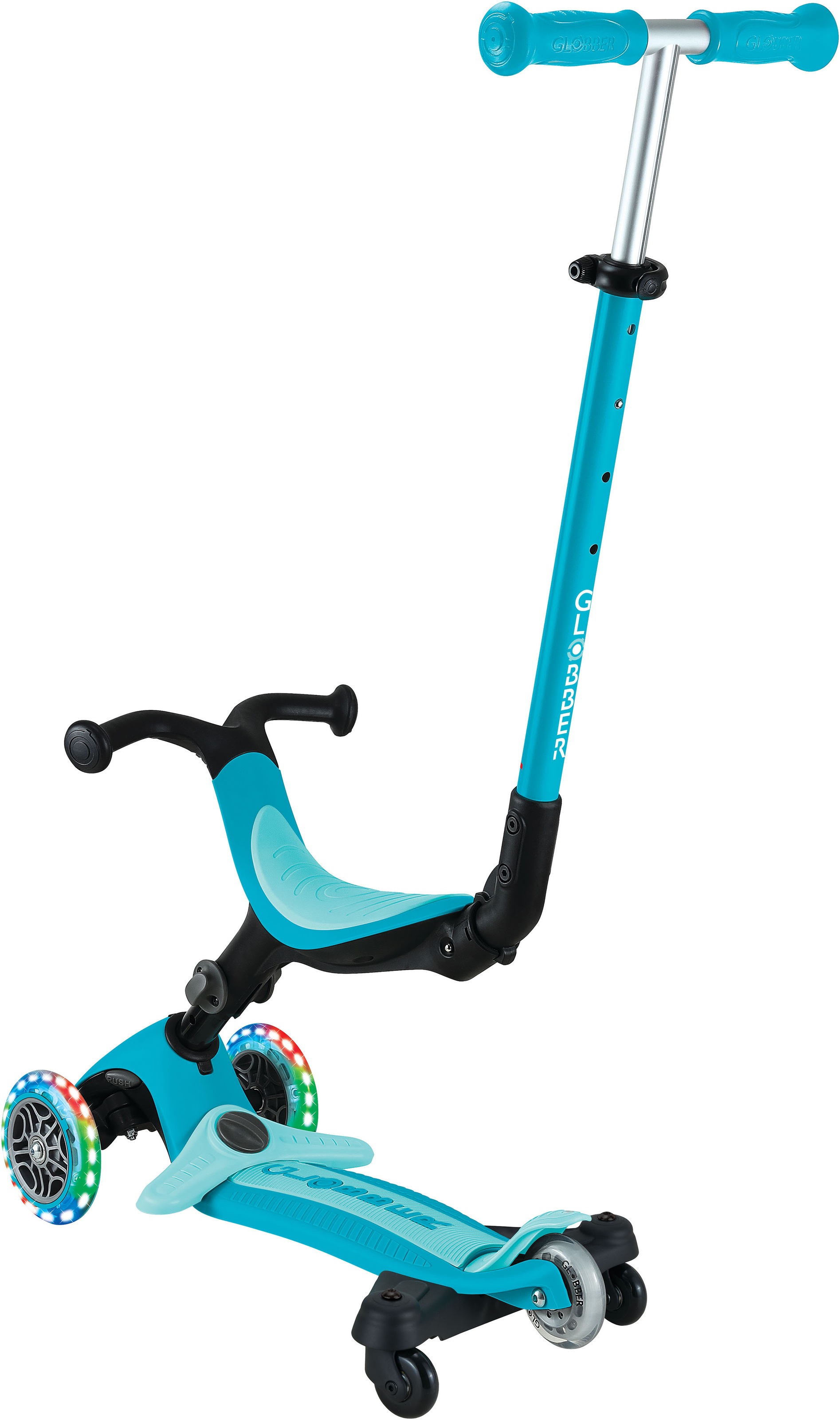 Globber Tretroller »GO-UP ACTIVE LIGHTS 360, mit Leuchtrollen« Aufsitzrad, Laufrad und Scooter