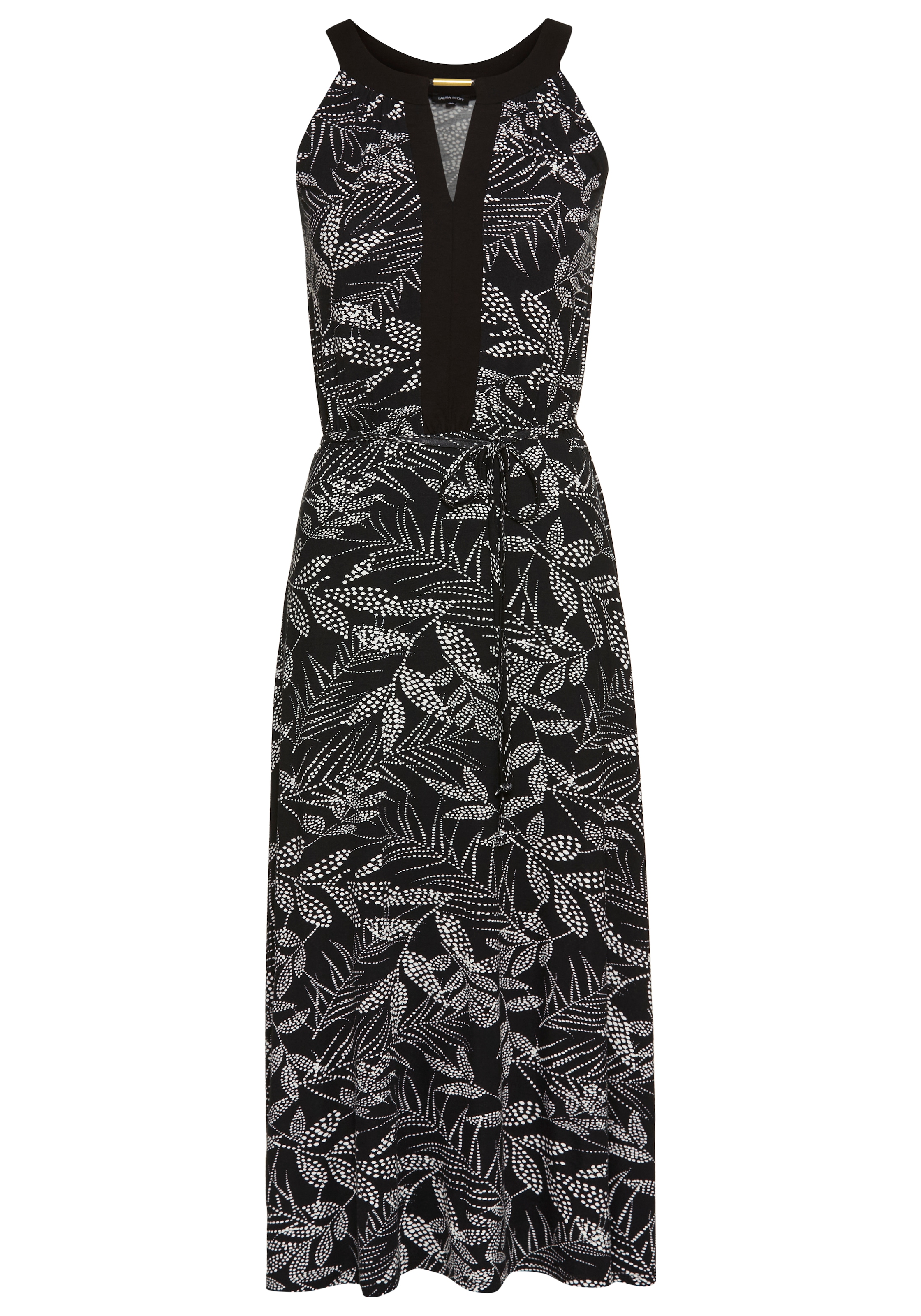 Laura Scott Sommerkleid, Rundhalsausschnitt mit Kontrasteinsatz, Midi-Länge - NEUE KOLLEKTION