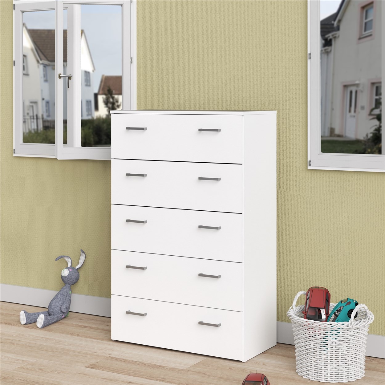Home affaire Sideboard »Space Kommode, Aufbewahrung, Schubladenschrank«, 5 Schubladen, viel Stauraum, Breite 74 cm, Höhe 115 cm