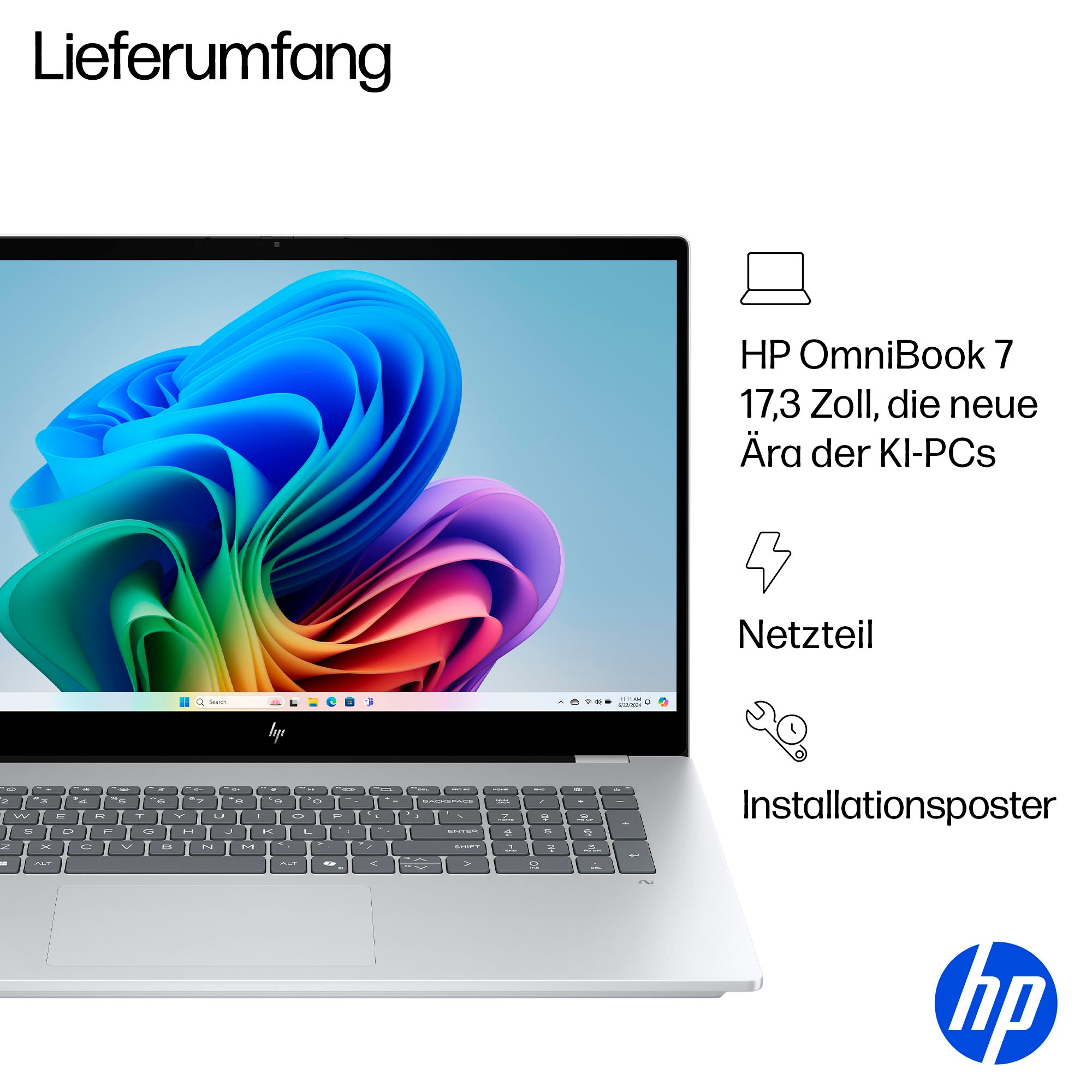 HP Notebook »OmniBook 7 NGAI 17-dc0550ng« 43,9 cm / 17,3 ″ Intel Core Ultra 5 ARC 130V 512 GB SSD