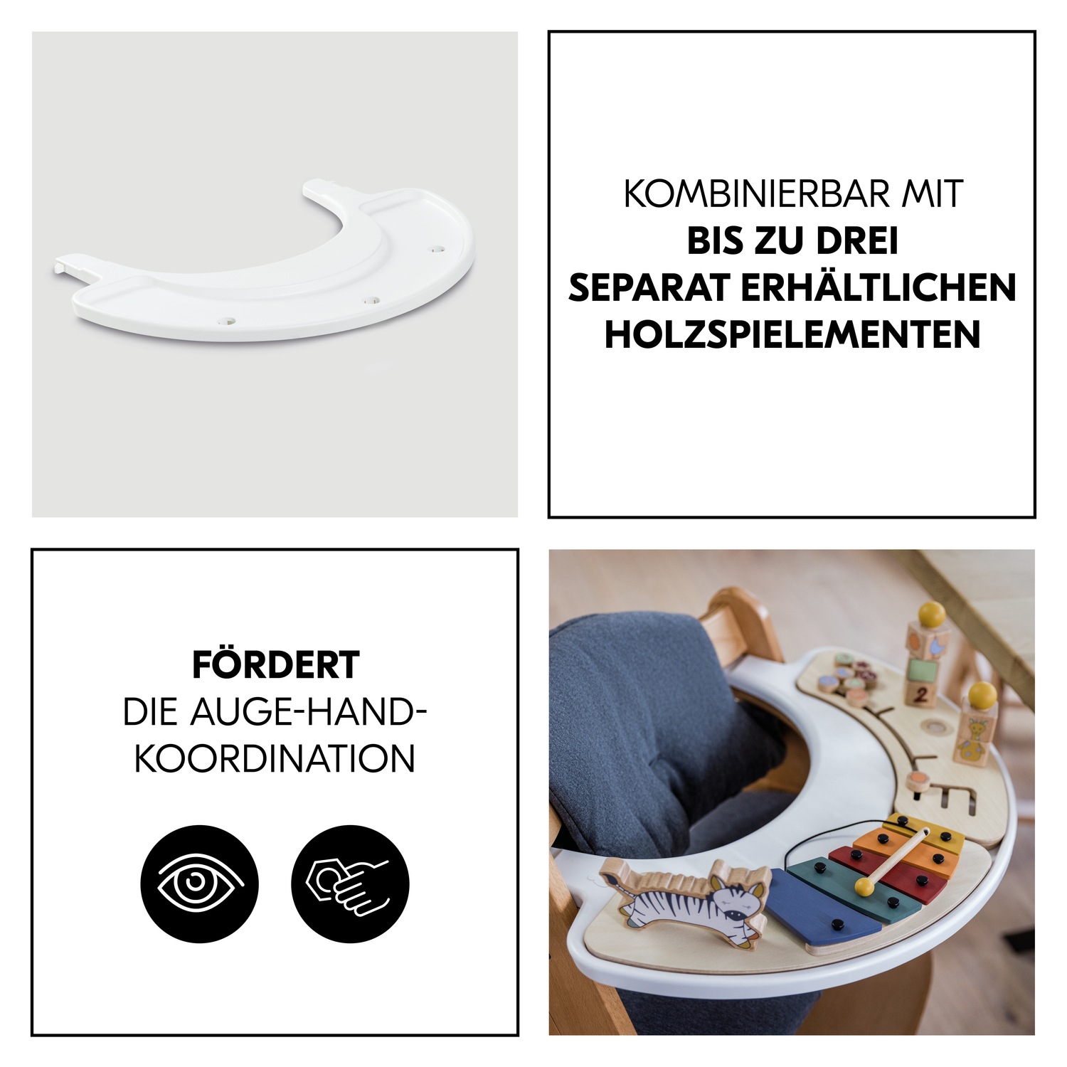 Hauck Hochstuhltablett »Alpha Play Tray, White« aus recyceltem Material