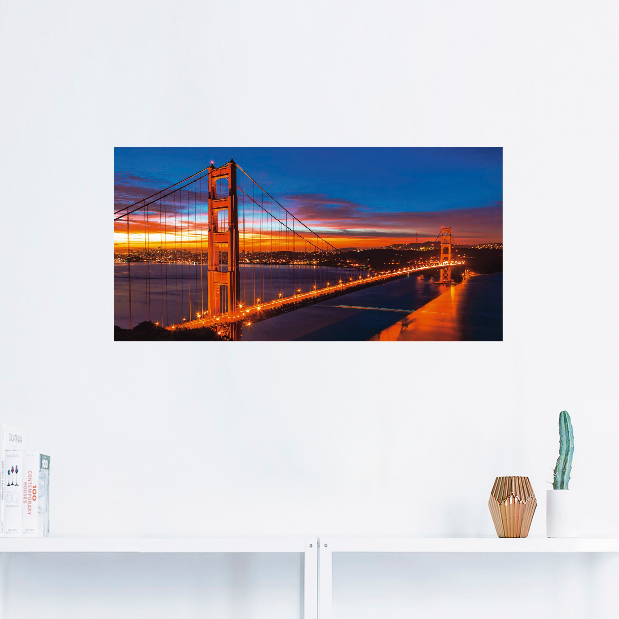 Artland Wandbild »The Golden Gate Bridge am frühen Morgen«, Brücken, (1 St.), als Leinwandbild, Wandaufkleber in verschied. Größen