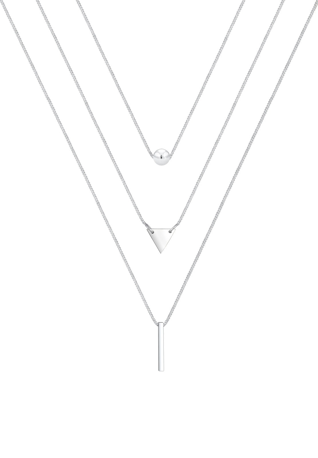 Elli Silberkette »Halskette Layer Kugel Dreieck Rechteck Geo 925 Silber«