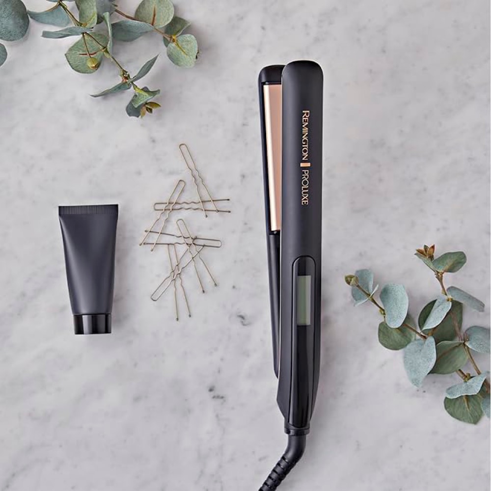 Remington Glätteisen »S9100B E51 PROluxe Midnight«, Ultimate-Glide-Keramik-Beschichtung, OPTIheat-Technologie, LCD display, 110mm lange Keramikstylingplatten