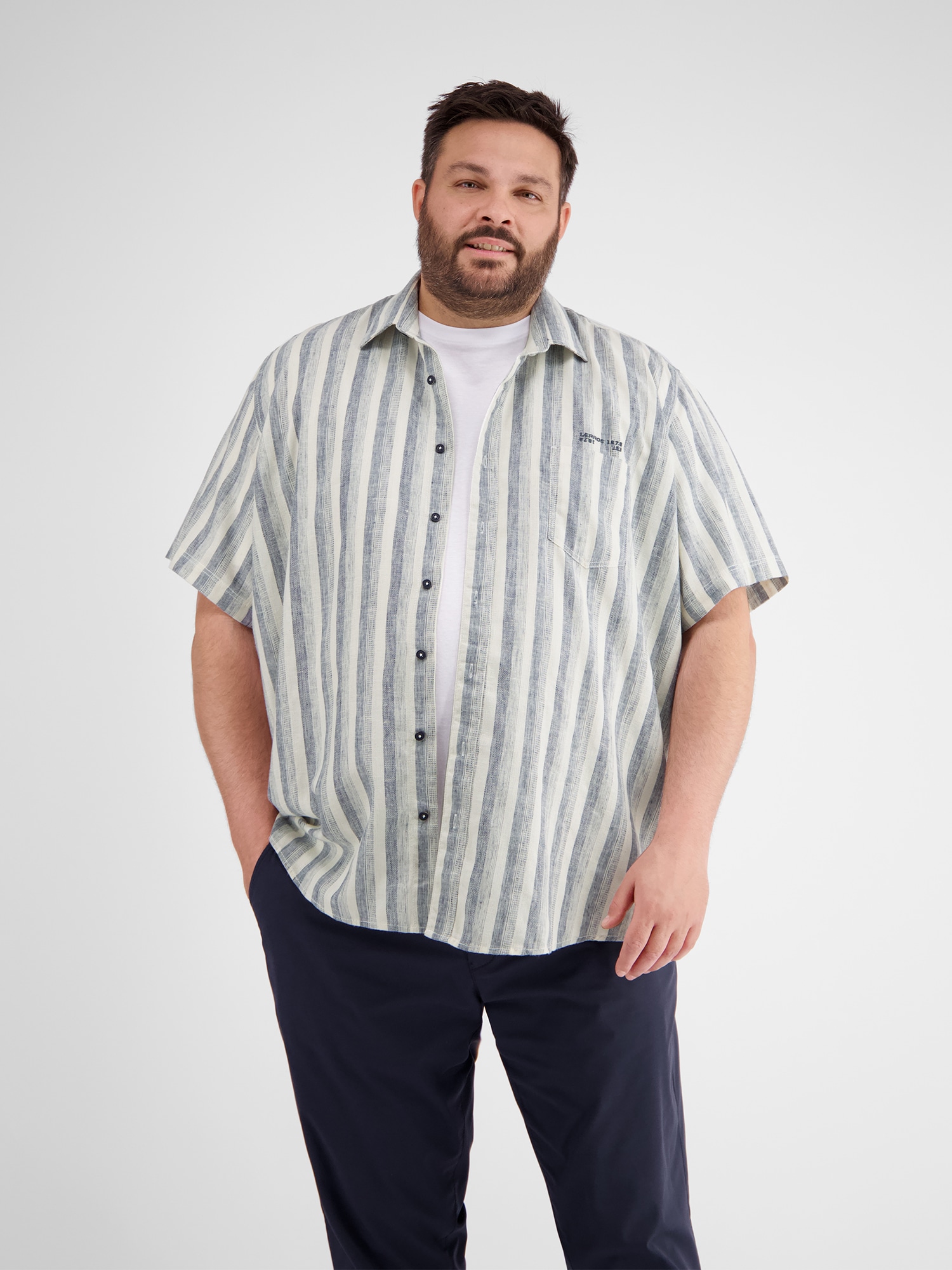 LERROS Kurzarmhemd »Halbarmhemd in Übergrößen aus gestreifter Strukturqualität«