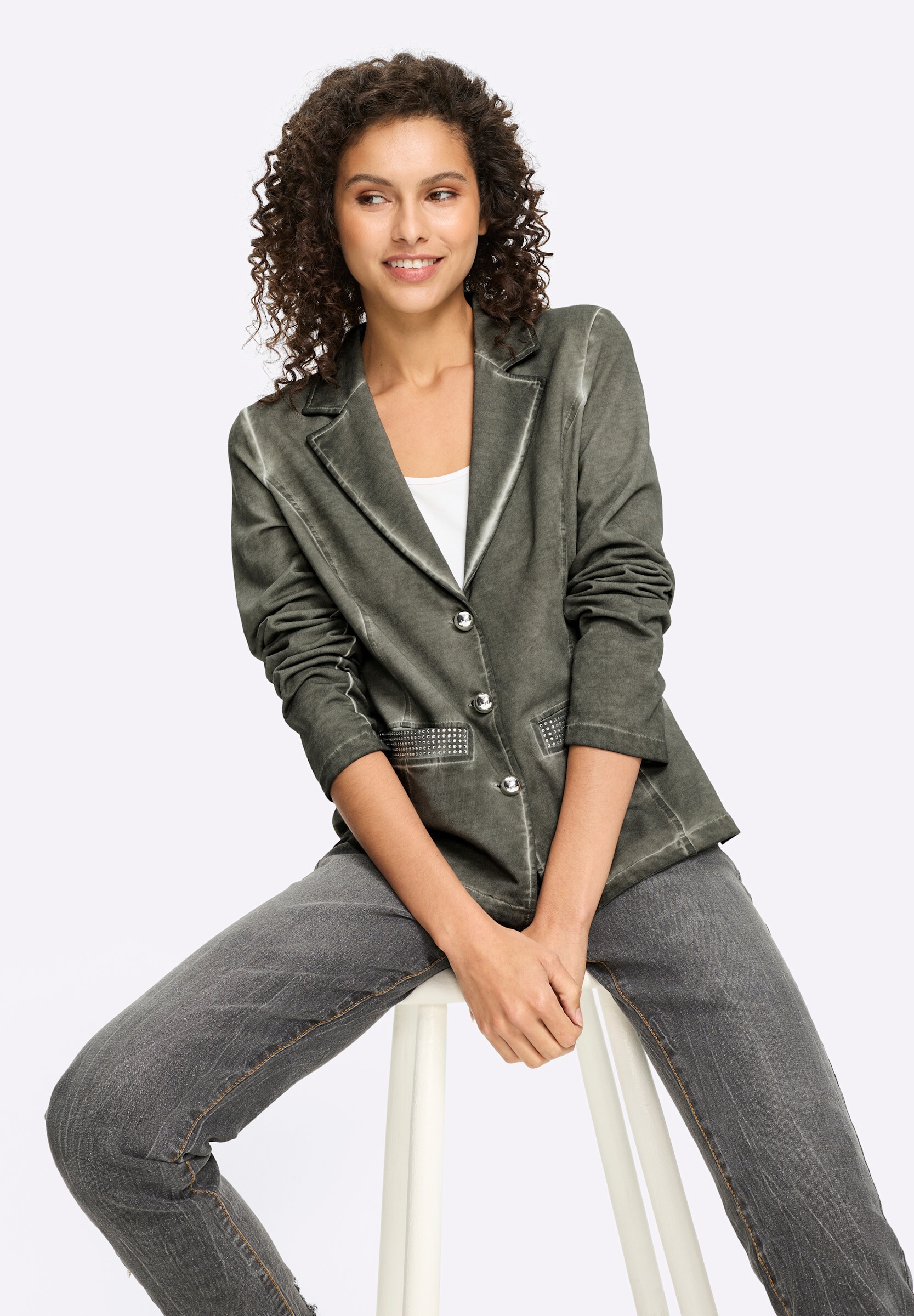 heine Sweatblazer »Sweatblazer Sweatblazer mit Ziersteinen«