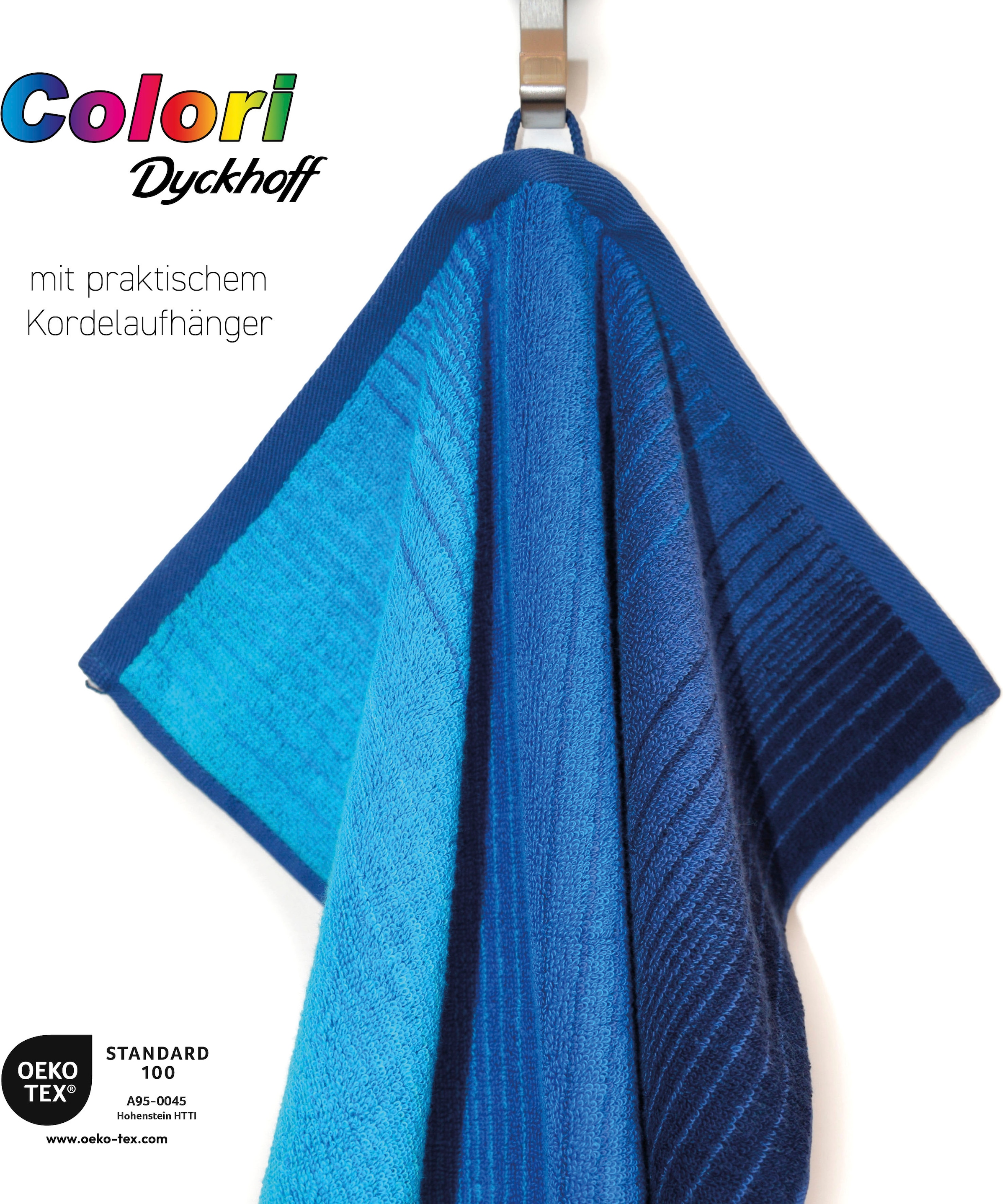 Dyckhoff Handtuch Set »Colori«, (Set, 3 St., 2 Handtücher (50x100 cm)-1 Badetuch (70x140 cm), 2 Handtücher & 1 Duschtuch,100% Bio Baumwolle, 450 g/m²