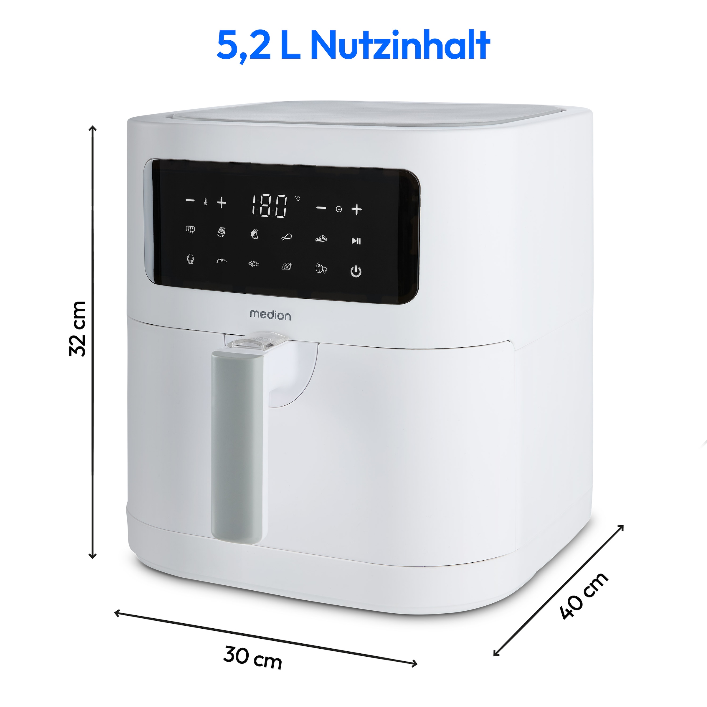 Medion® Heißluftfritteuse »MD 11740 E40 XL« 2000 W digitales Bedienfeld, 9 Automatikprogramme