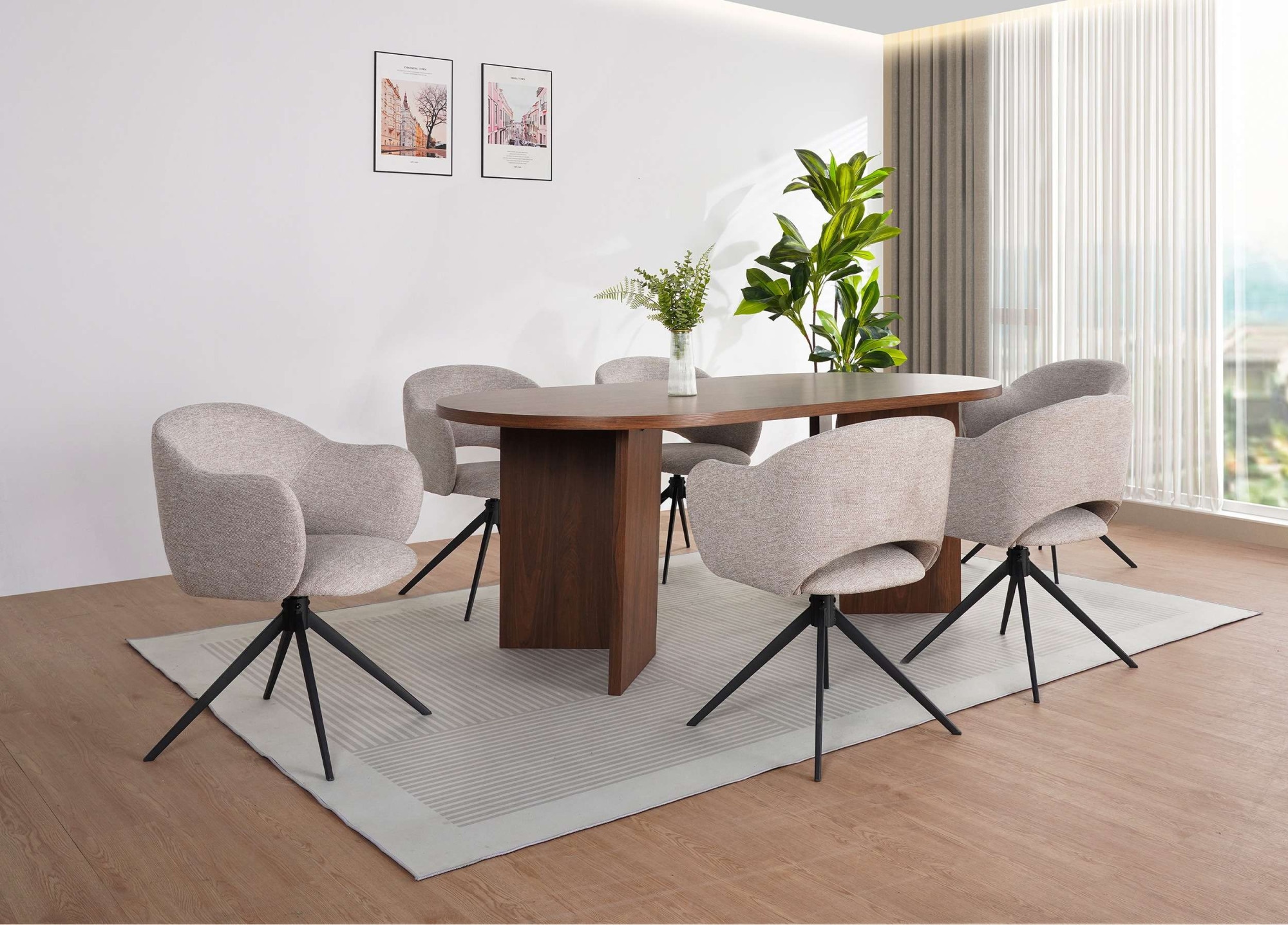 OTTO home Esszimmerstuhl »Fynnjard« (Set) 2 Stk.mit schwarzen Metallbeinen, Drehfunktion, Webstoff Bezug