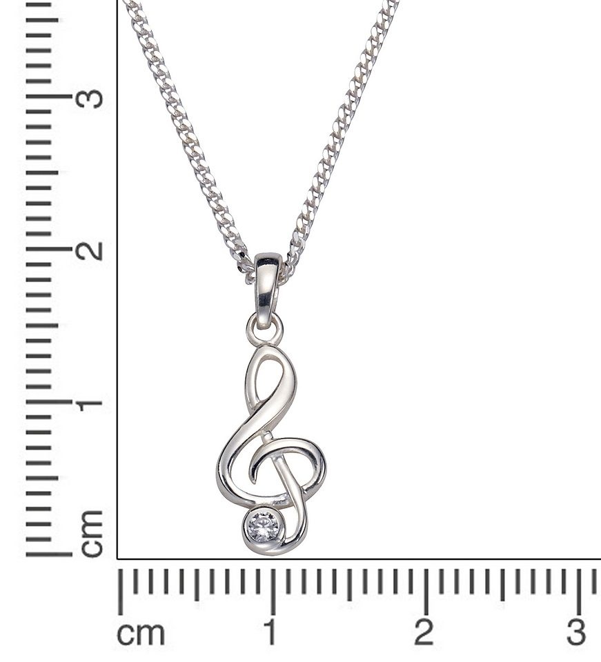 Firetti Kette mit Anhänger »Schmuck Geschenk Silber 925 Halsschmuck Halskette Panzerkette Noten«, mit Zirkonia (synth.)