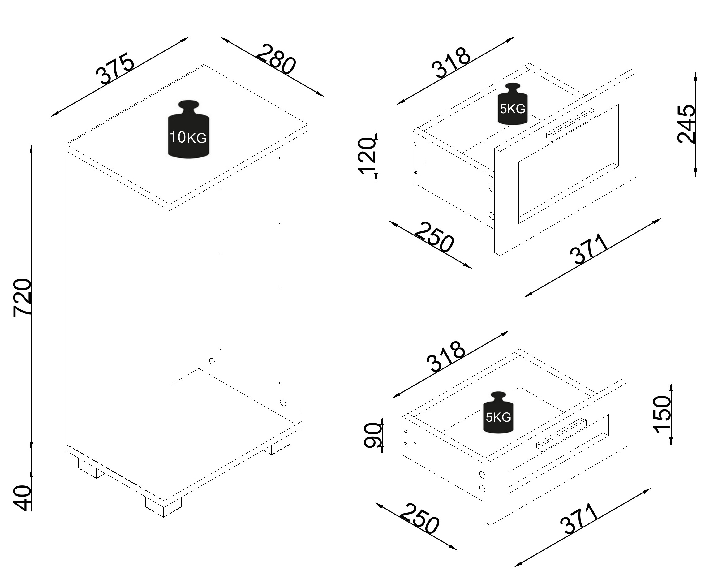 VCM Midischrank »Midischrank Schubladen Nilari 76 x 38 x 28 cm« 1 Stk. tlg.