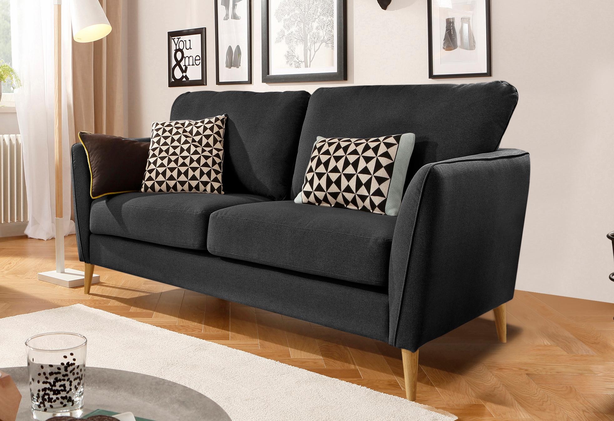 Home affaire 2-Sitzer »MARSEILLE Sofa 170 cm«, mit Massivholzbeinen aus Eiche, verschiedene Bezüge und Farbvarianten