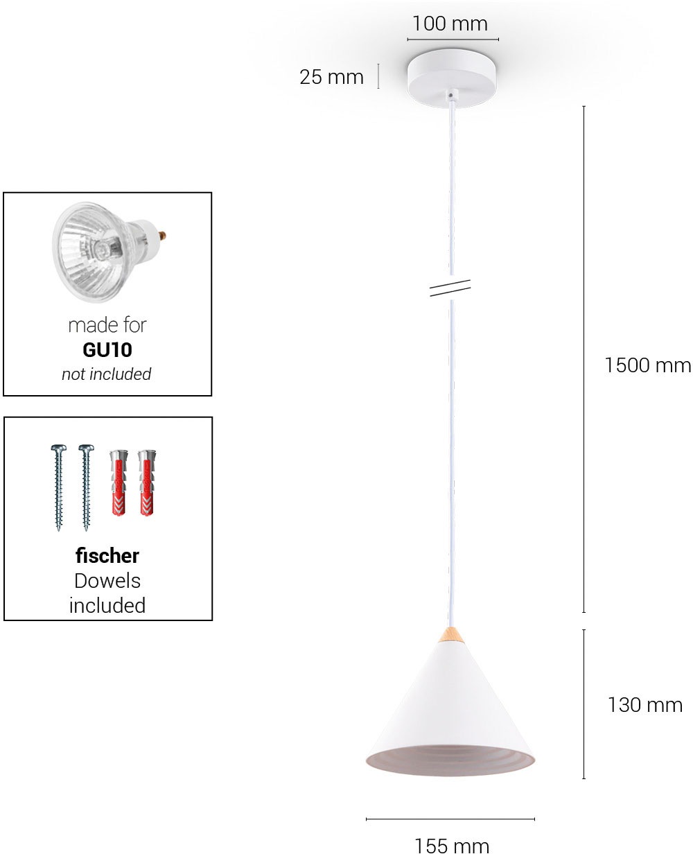 Paco Home Pendelleuchte »ROLLINA«, Leuchtmittel GU10 | ohne Leuchtmittel, Pendelleuchte Esszimmer Küchenlampe Metall Industrial Design GU10