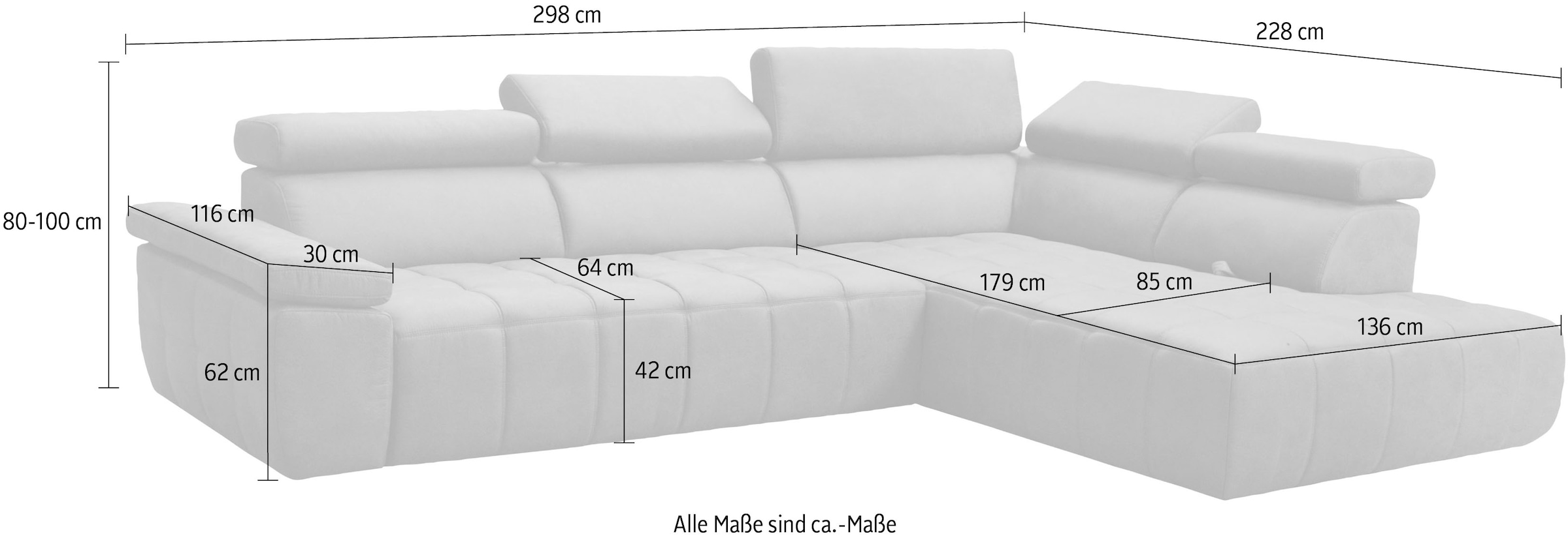 alina Ecksofa »Mava«, Inklusive Rückenlehnenverstellung, in unterschiedlichen Breiten