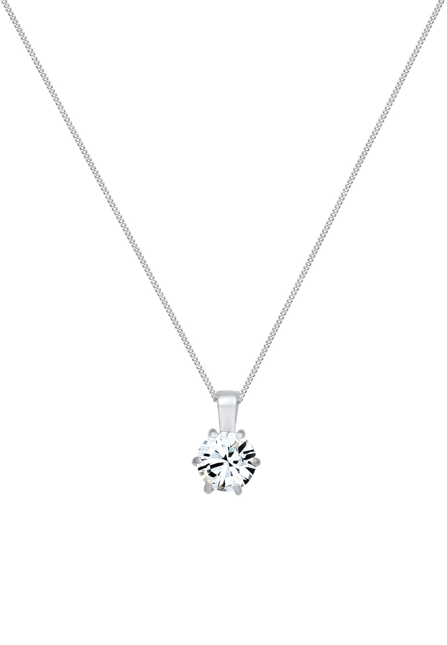 Elli Silberkette »Halskette Solitär Glas Kristalle Weiß 925 Sterling Silber«
