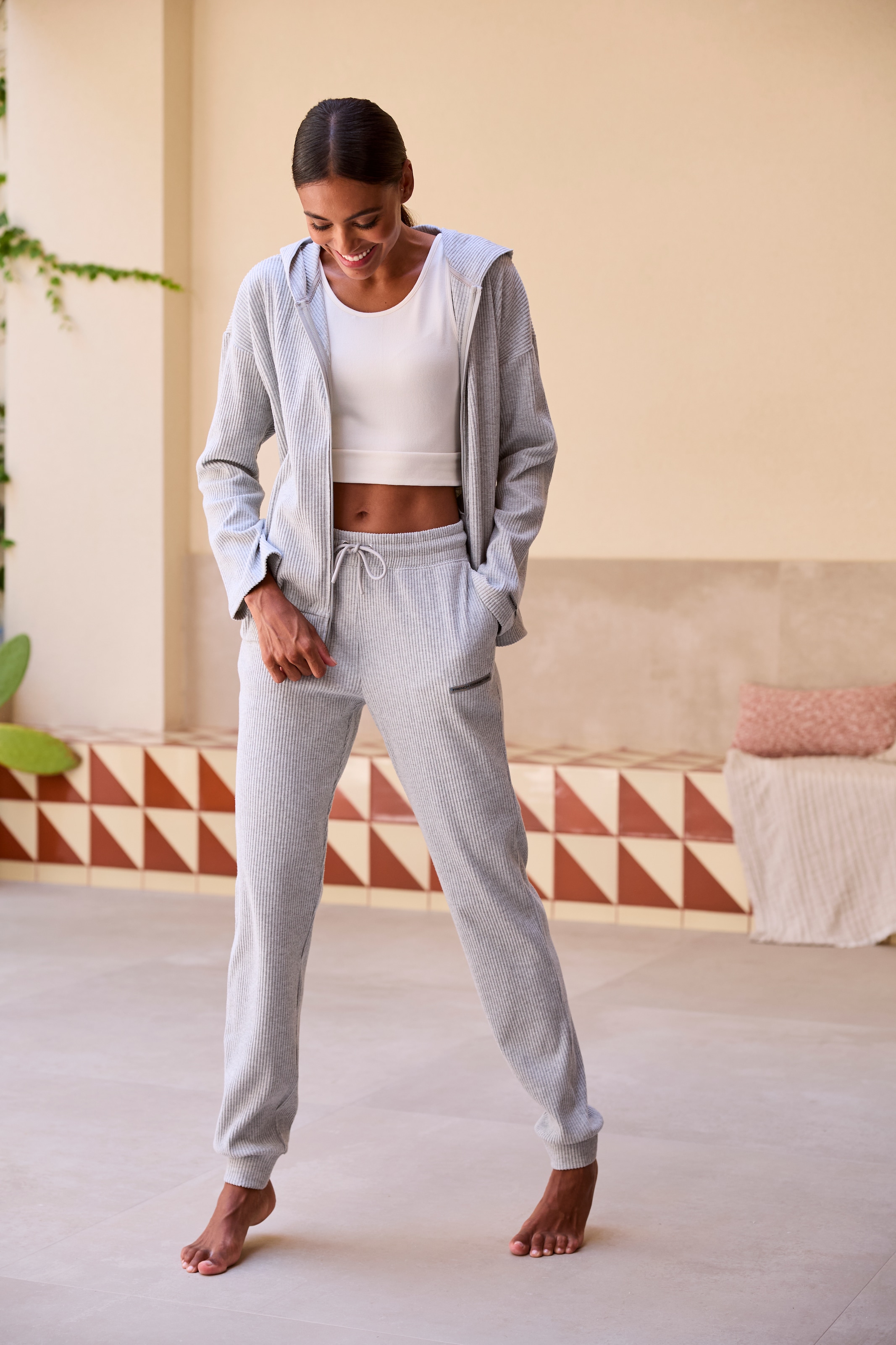 French Connection Sweathose, aus weicher Rippstruktur, Loungewear