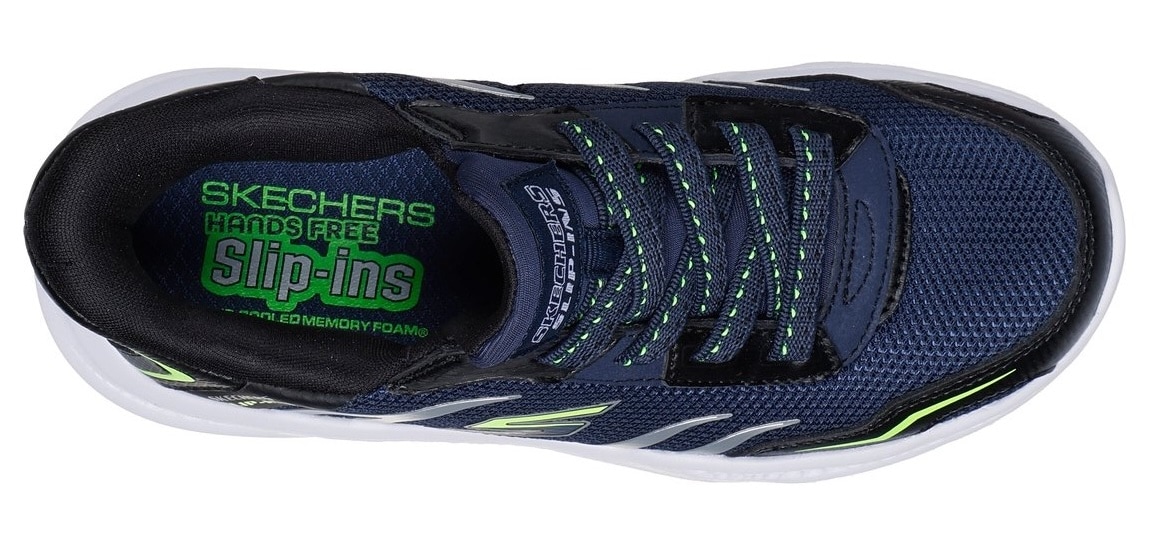 Skechers Slip-On Sneaker »SKECHERS METEOR-LIGHTS«  Schlupfschuh mit cooler Blinkfunktion, Größenschablone zum Download