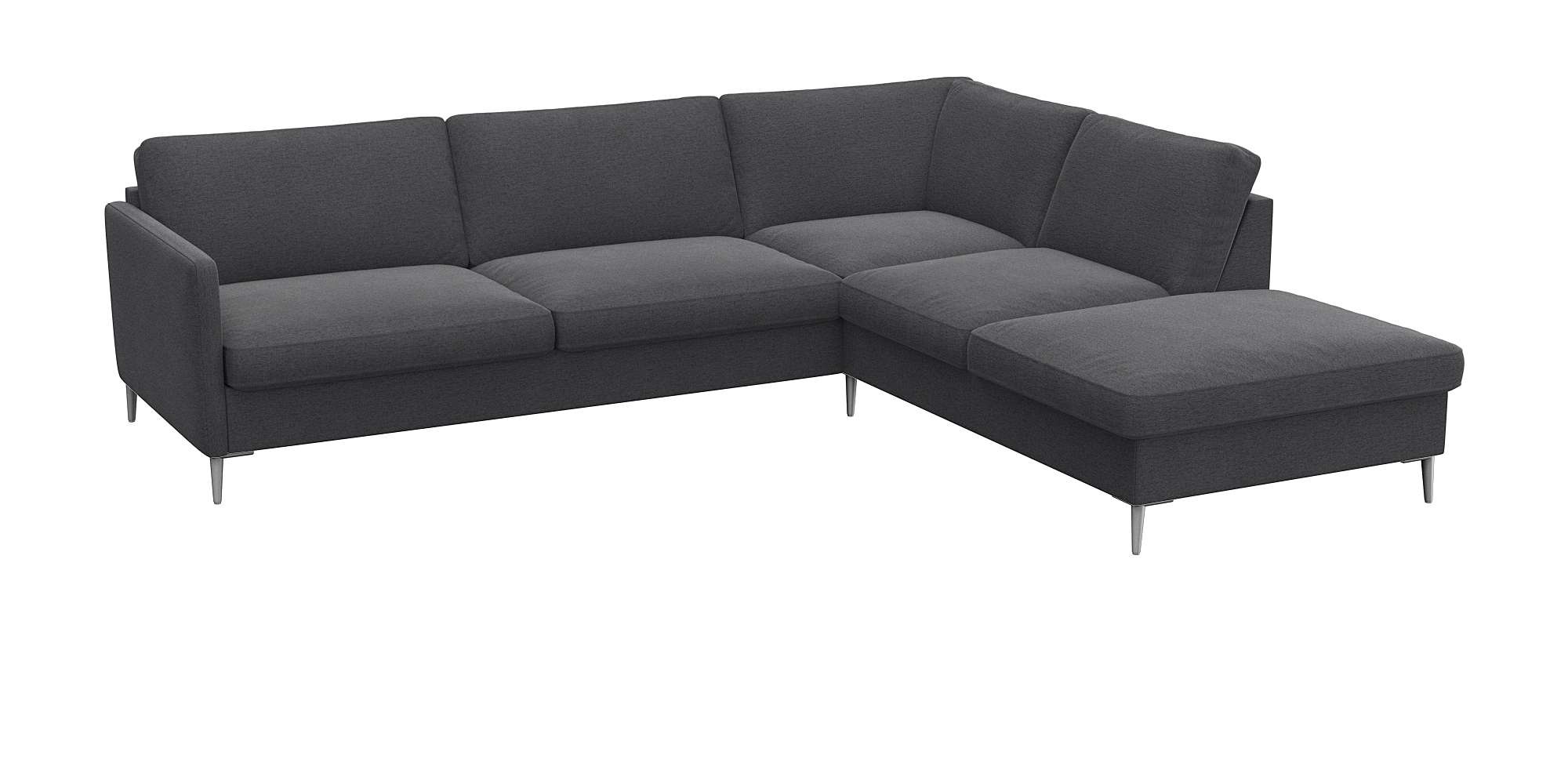 FLEXLUX Ecksofa »Fiore, L-Form, bequem und komfortabel durch hochwertigem Sitzaufbau«, schmale Armlehnen, Kaltschaum, Füße Alu