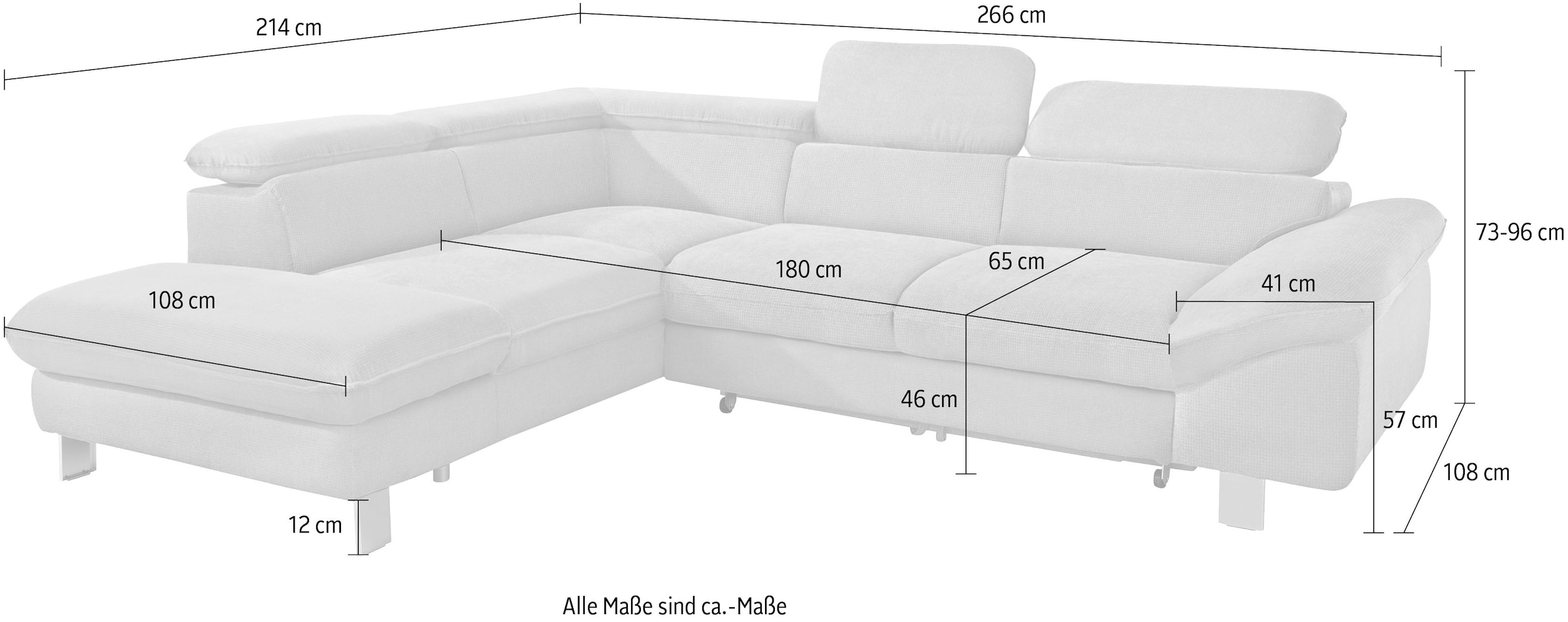 COTTA Polstergarnitur »Driver L-Form«, (Set, 2 tlg.), Set bestehend aus: Ecksofa mit Kopfteilverstellung & Hocker