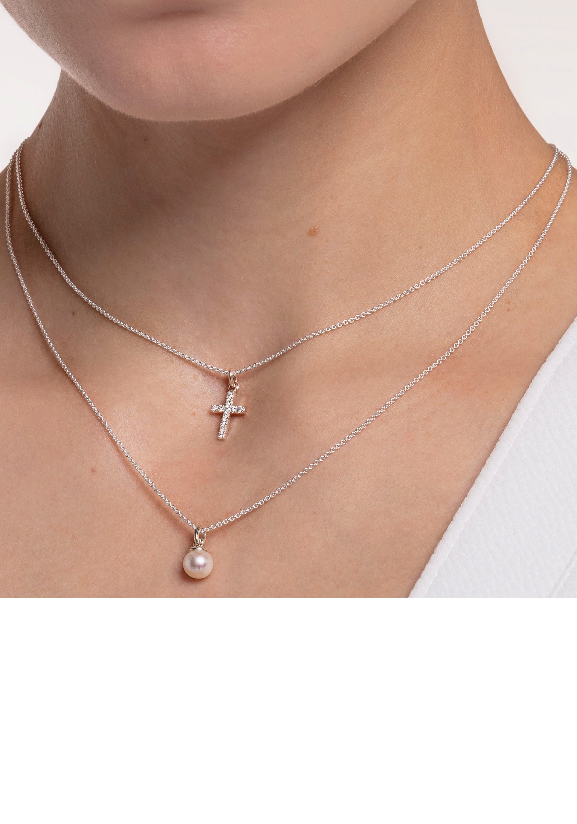 THOMAS SABO Kette mit Anhänger »Perle, KE2076-082-14-L45V«, mit Süßwasserzuchtperle