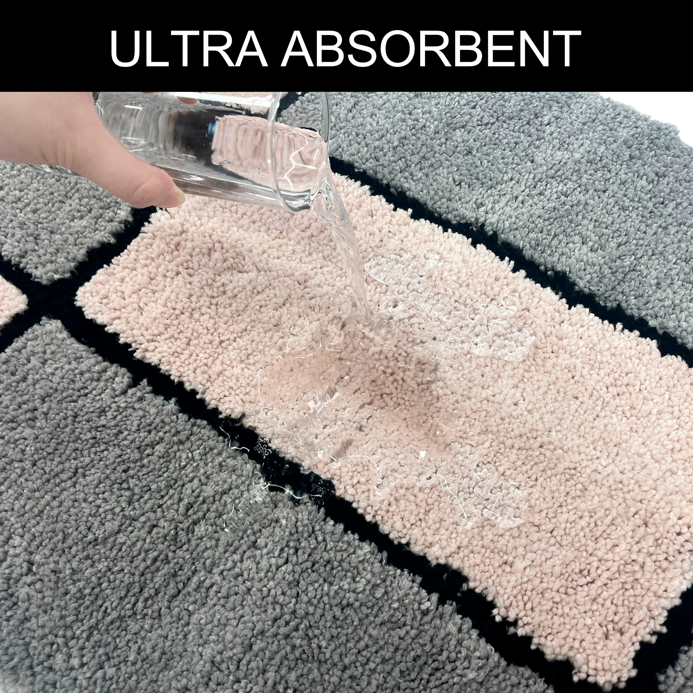 my home Badematte »Melli«, rutschhemmend beschichtet, fußbodenheizungsgeeignet, Badteppich, mit Muster, karierte Badematte