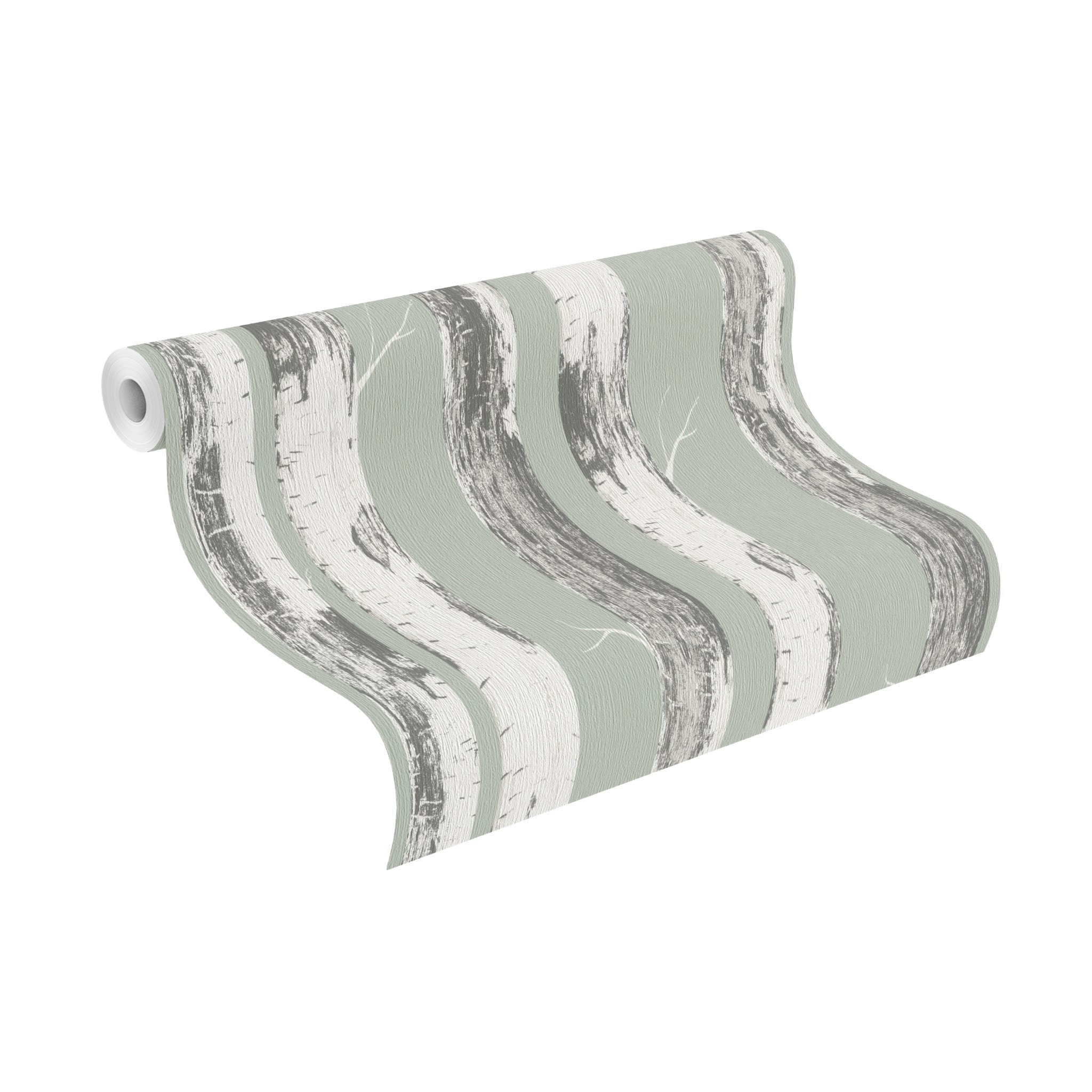 Rasch Papiertapete »mit Birkenstämmen« Holz strukturiert Birkenwald