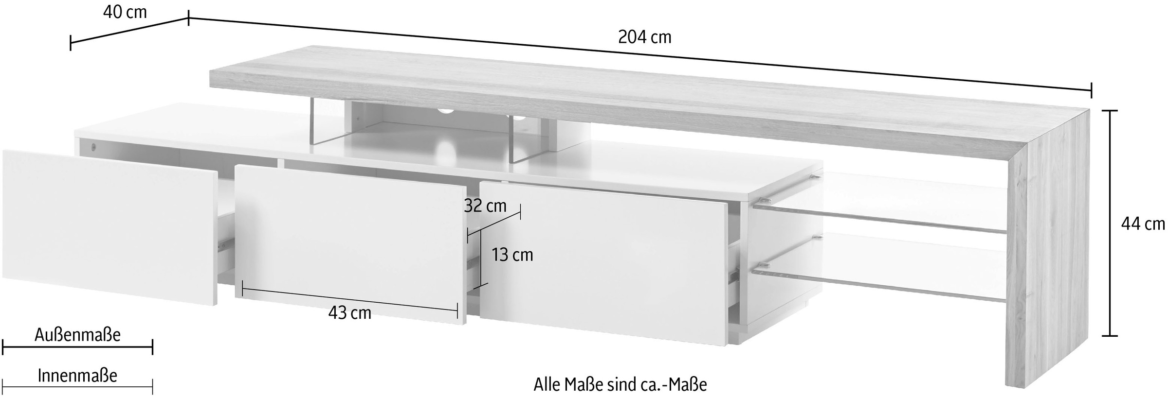 MCA furniture Lowboard »Alimos«, für TV bis 84 Zoll geeignet