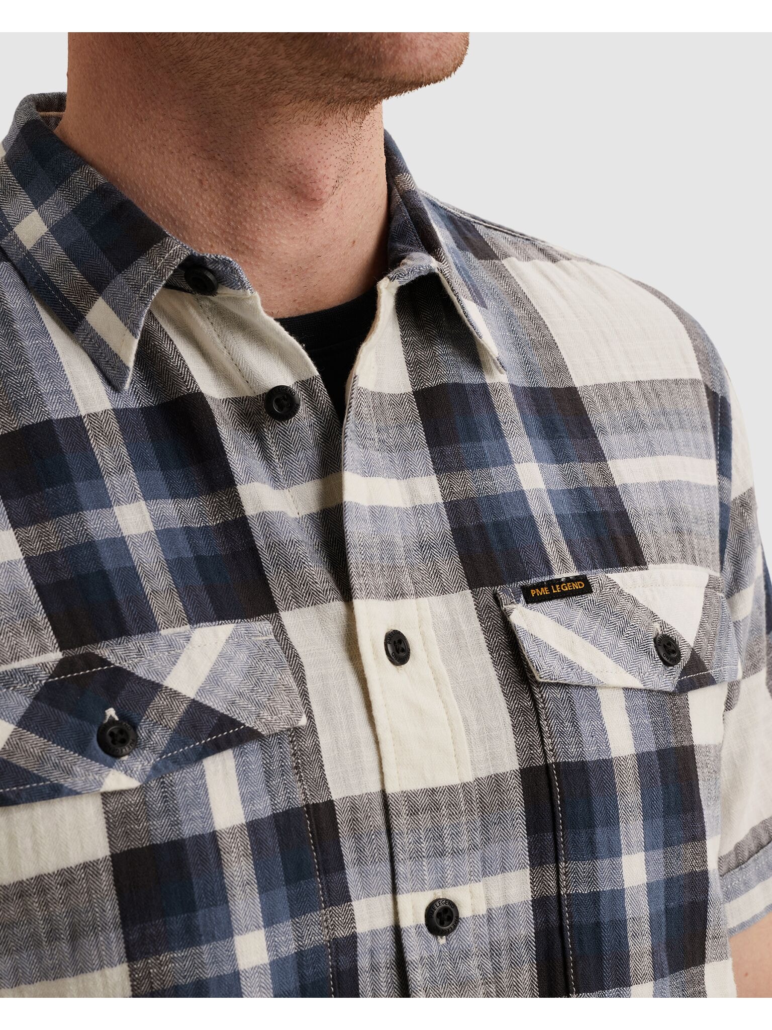 PME LEGEND Kurzarmhemd mit Logo Stickerei