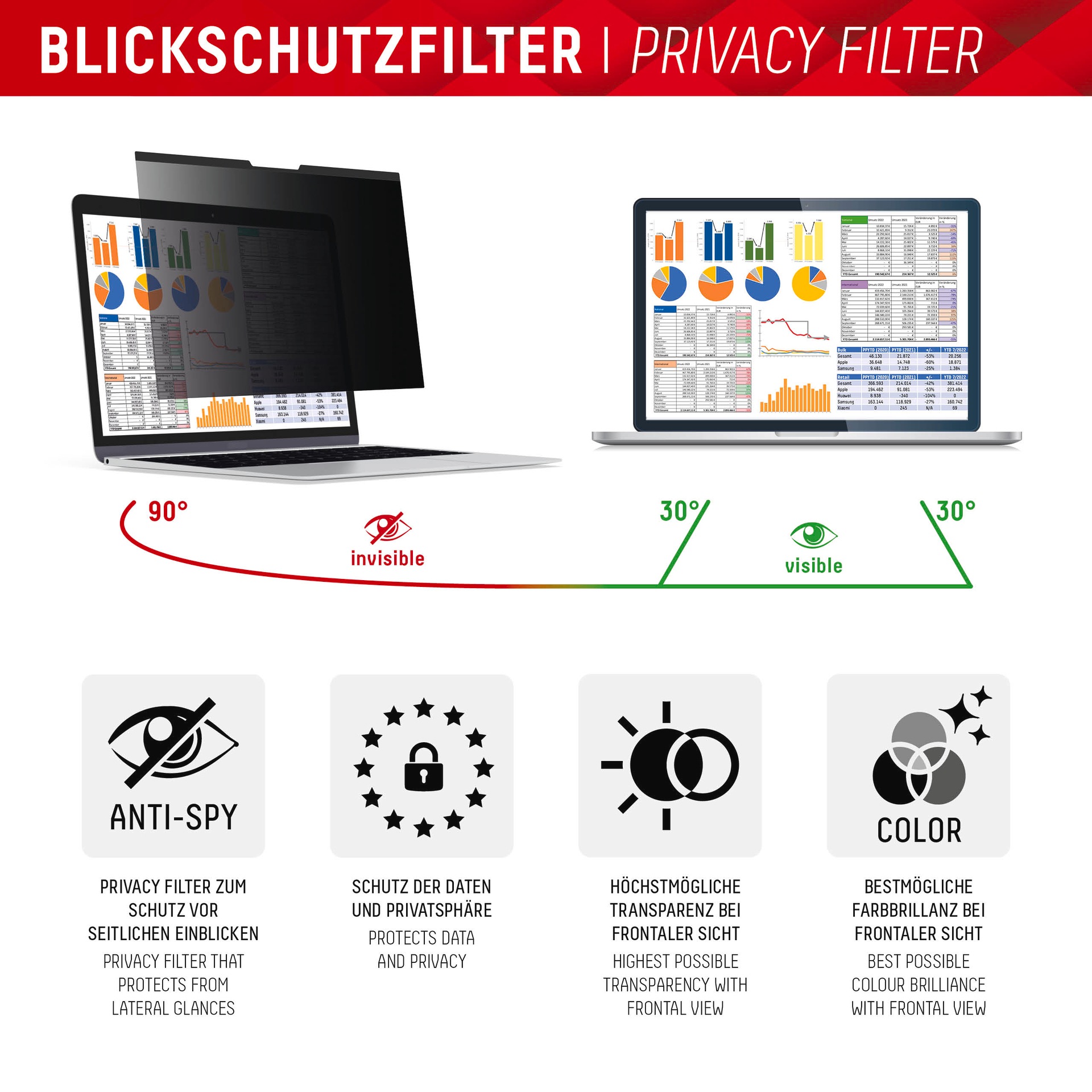 Displex Displayschutzfolie »Privacy Safe Blickschutzfilter«, für Apple MacBook Air 15, Blickschutzfolie