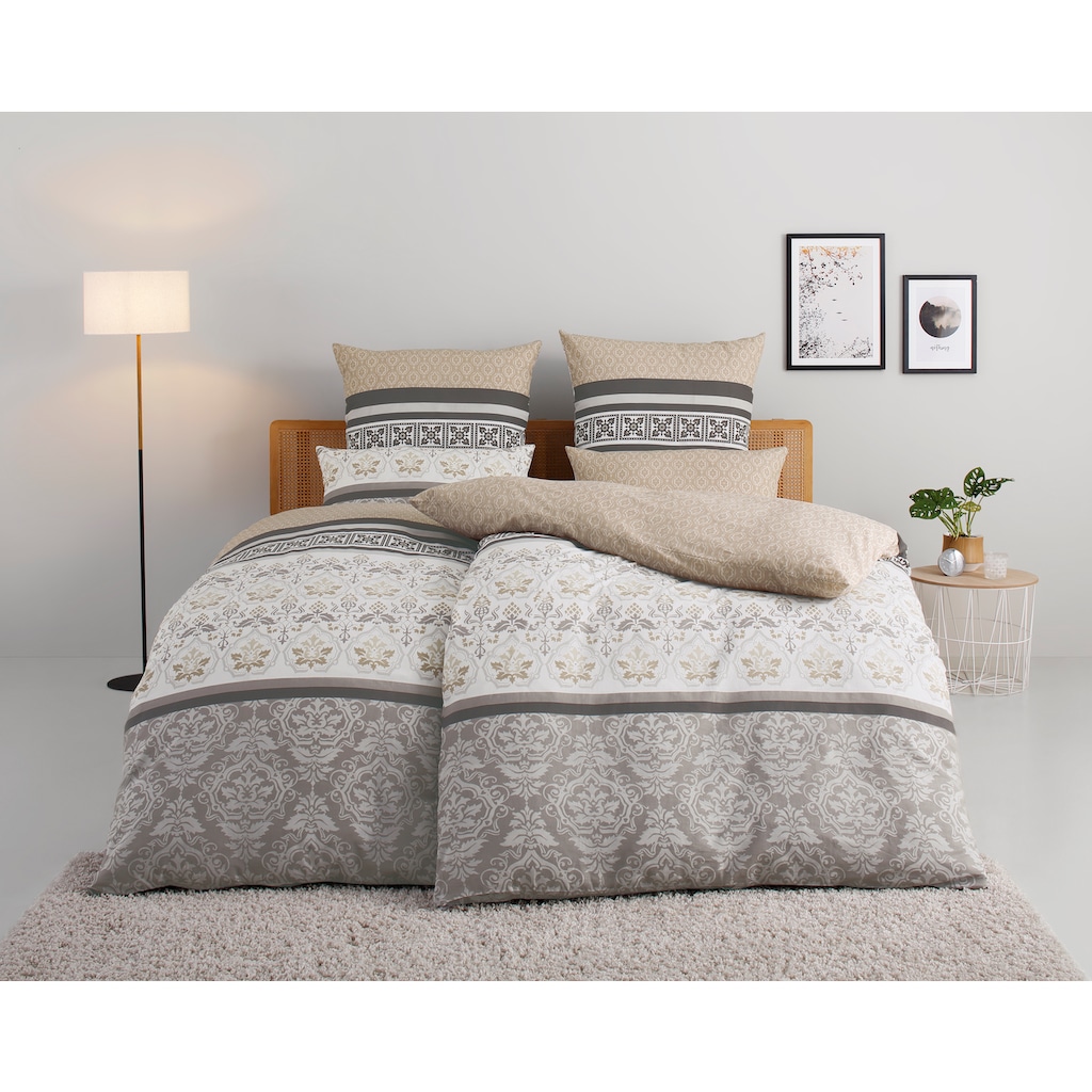 Home affaire Bettwäsche »Cremona in Renforcé, Biber (Flanell) und PolyCotton Qualität, romantisch, verspielte Ornamente, geeignet im Winter & Sommer, Landhausstil«, (2 tlg.)