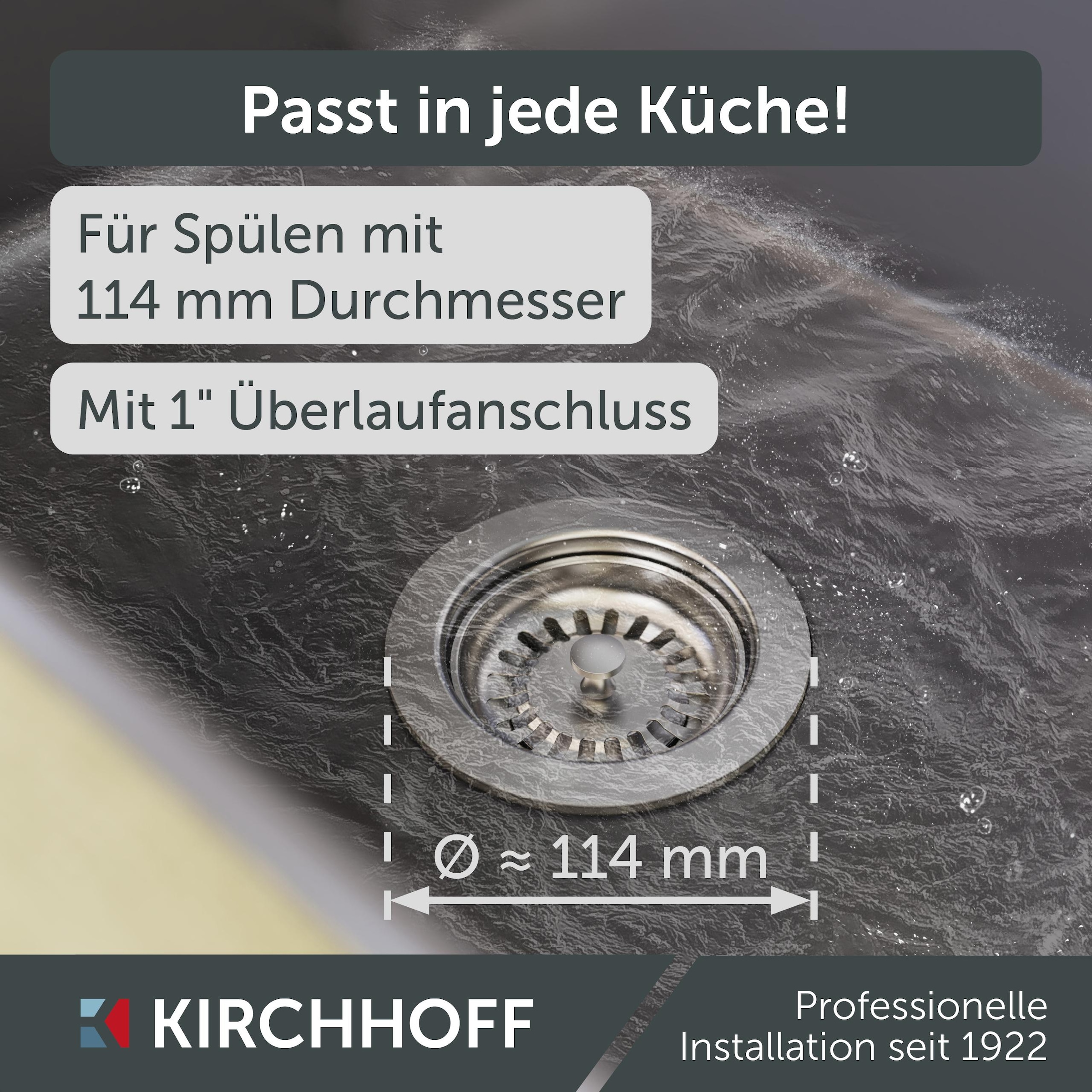 Kirchhoff Siebventil ()  Korbventil mit Überlaufanschluss+Drehbetätigung, Bowdenzug, Edelstahl