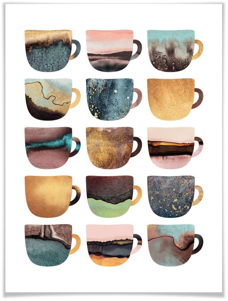 Wall-Art Poster »Kaffeetassen Natur«, Geschirr & Besteck, (1 St.) auf Raten  bestellen