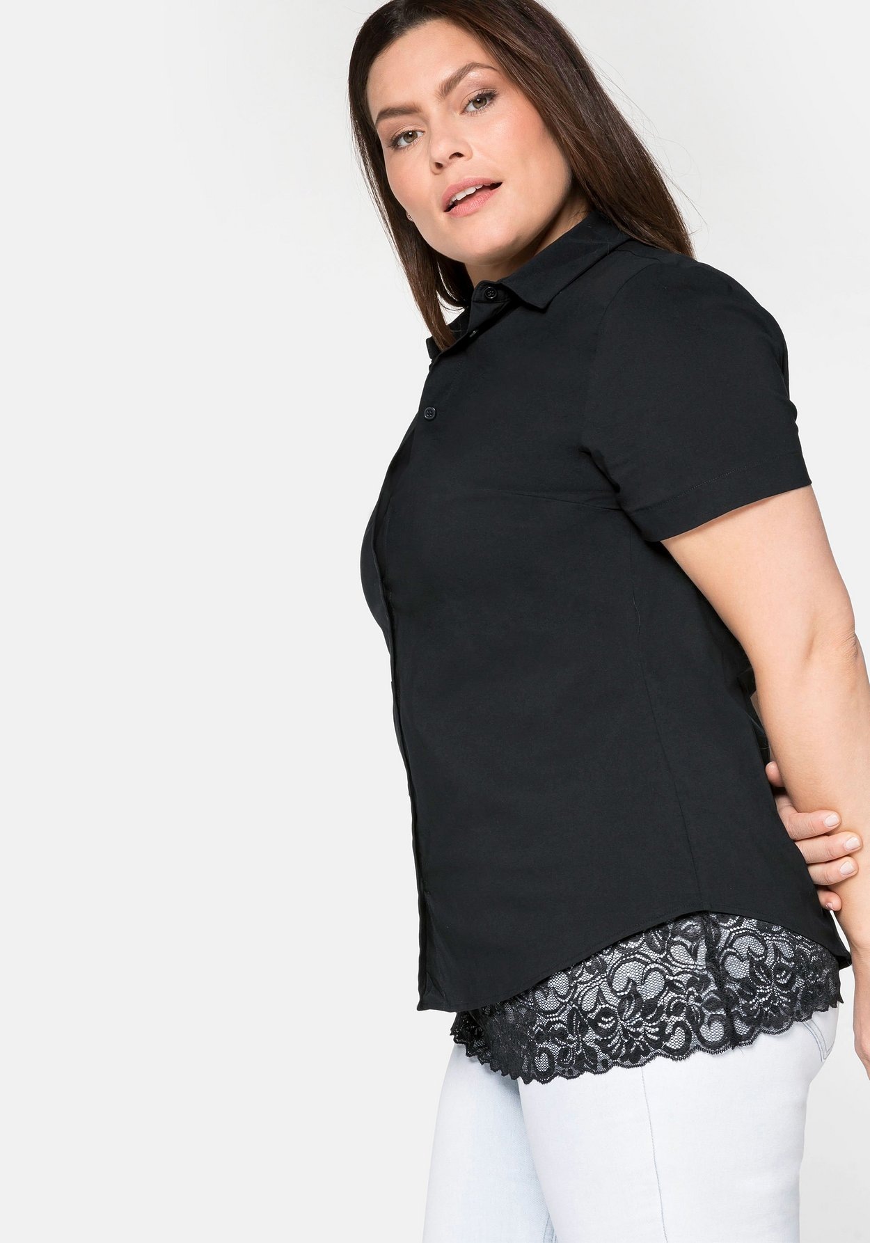 Sheego Hemdbluse »Bluse mit Stretch-Anteil«