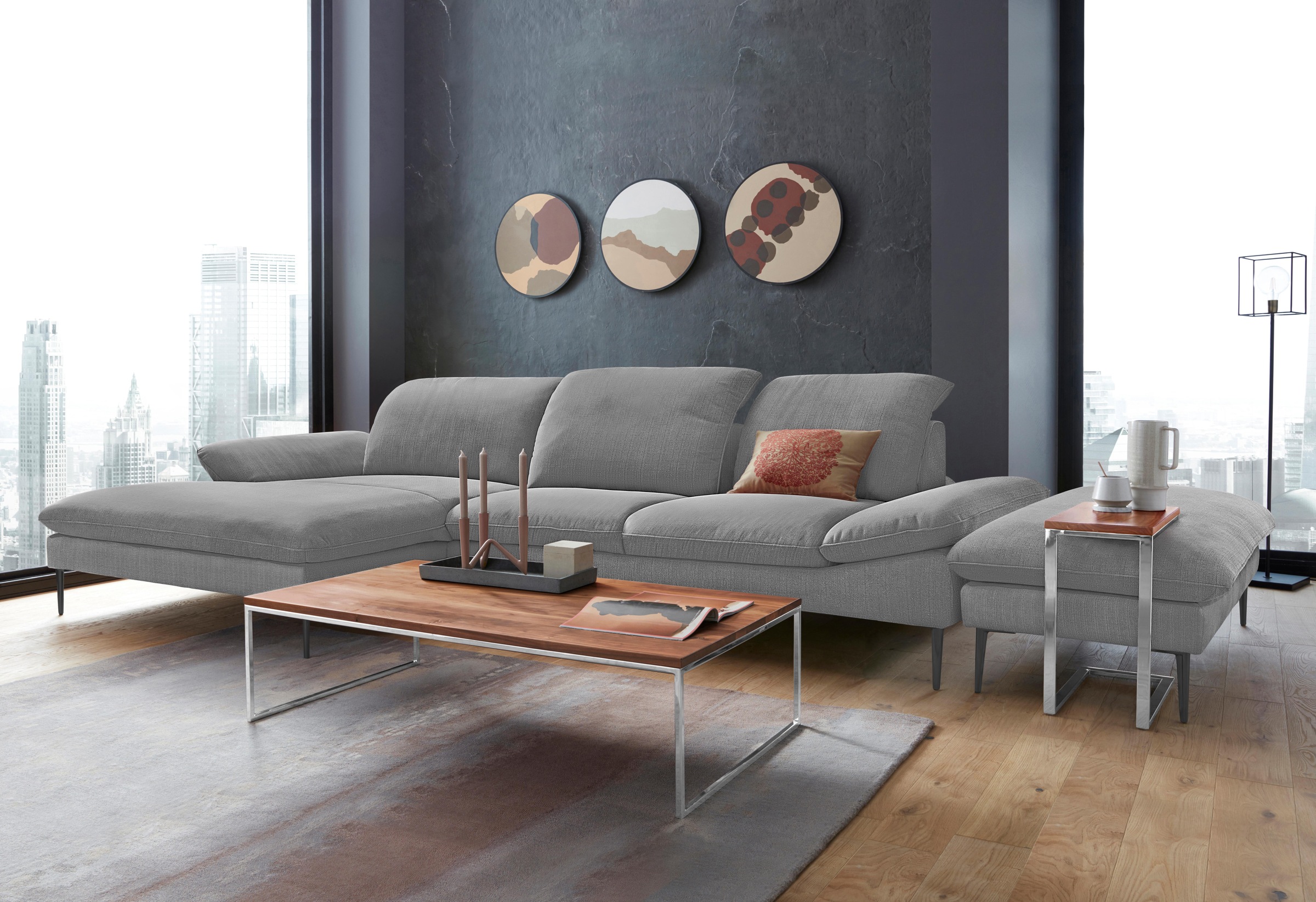 W.SCHILLIG Ecksofa »enjoy&MORE, Designsofa, bequem, zeitlos und elegant, L-Form« Sitztiefenverstellung, Füße schwarz pulverbeschichtet, Breite 340 cm
