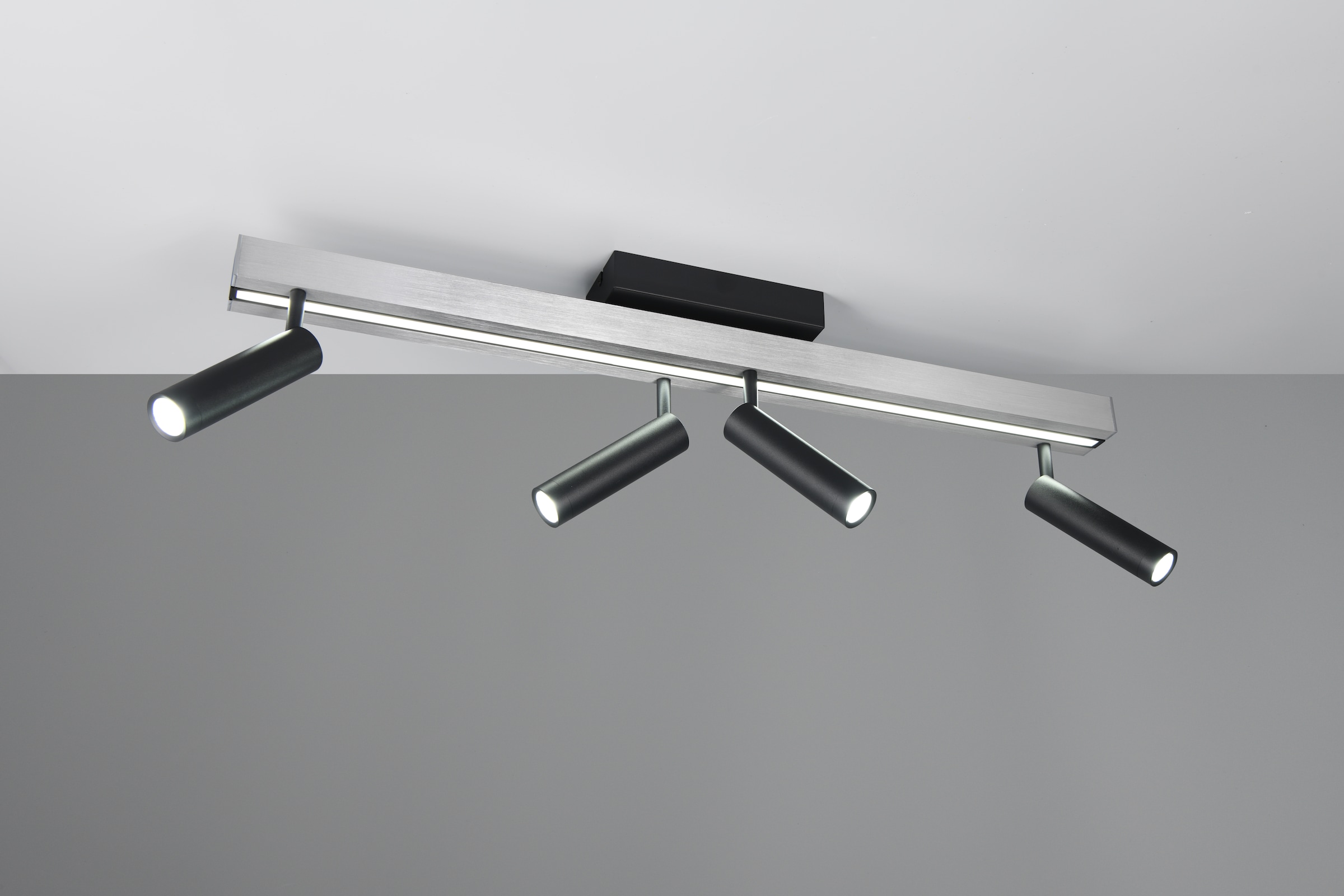 TRIO Leuchten LED Deckenleuchte »ZENO ausziehbare LED Deckenlampe mit 4 verstellbaren Spots dimmbar CCT« LED-Board 1 Stk. warmweiß - kaltweiß getrennt schaltbare Spots, Lichtfarbe einstellbar inkl Fernbedienung