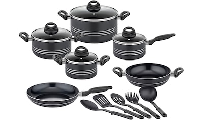 Topf-Set »Milano Nero«, Aluminium, (Set, 15 tlg., je 1 Kochtopf 16/20/2 cm, 1...