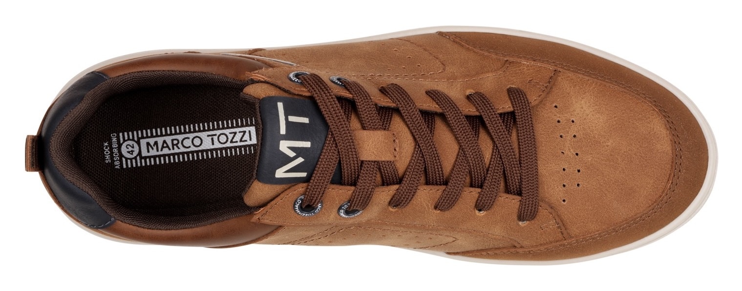 MARCO TOZZI Plateausneaker, Freizeitsch, Halbschuh, Schnürschuh mit Perforierung und Ziernähten
