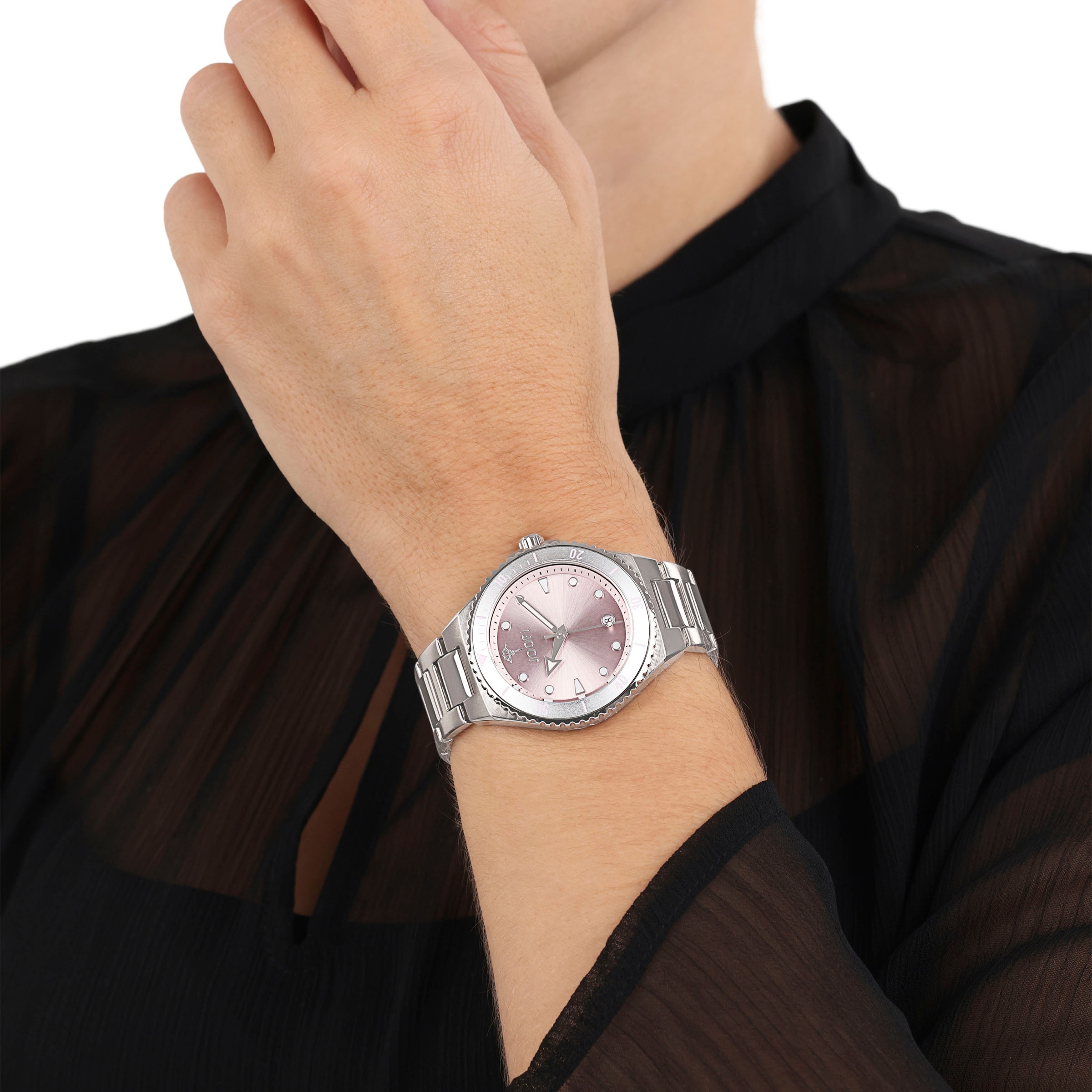 JOOP! Quarzuhr, Armbanduhr, Damenuhr, Edelstahlarmband, analog, Datum