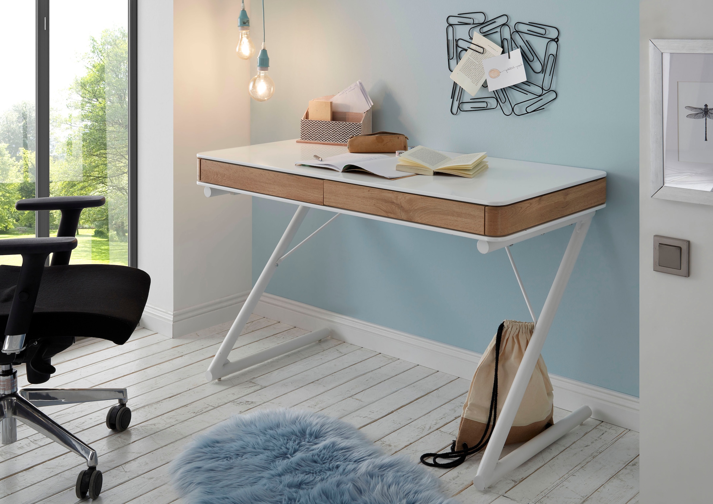 MCA furniture Schreibtisch »Bukarest«, weiß matt mit Schubladen, Breite 120 cm