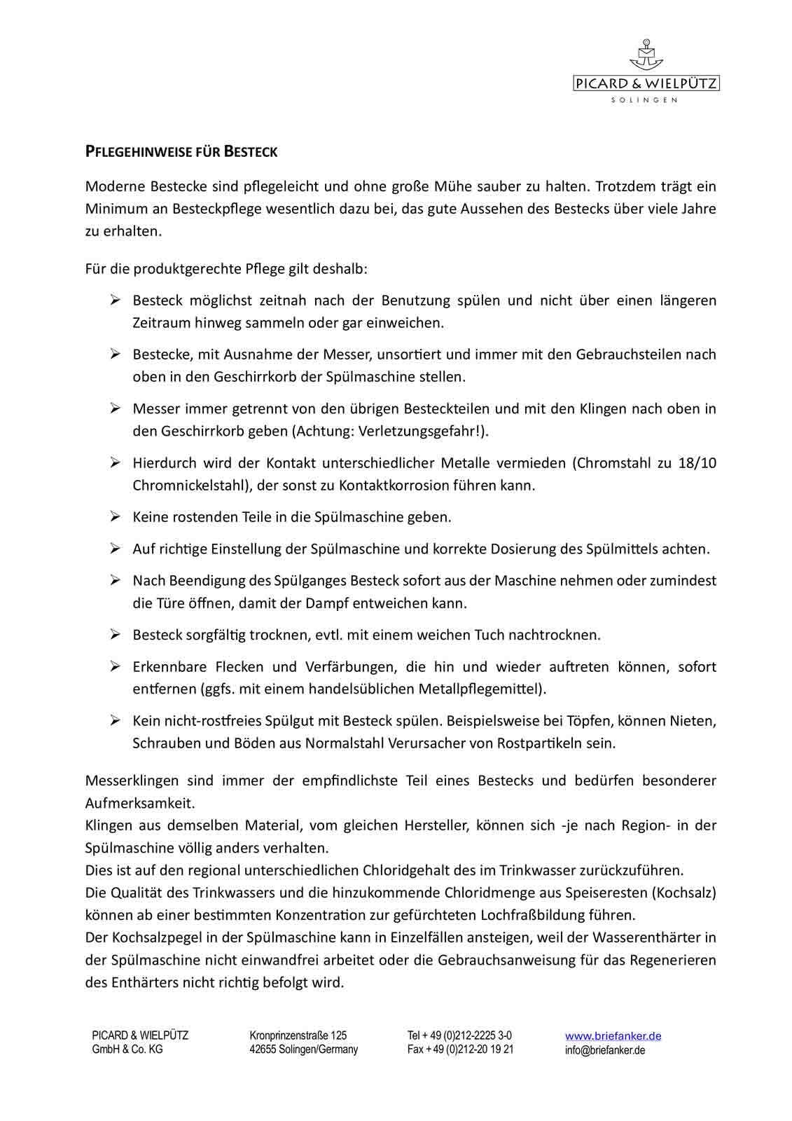 Picard & Wielpütz Solingen Besteck-Set »Tafelbesteck Landhaus 30er Set silber« Spülmaschinengeeignet