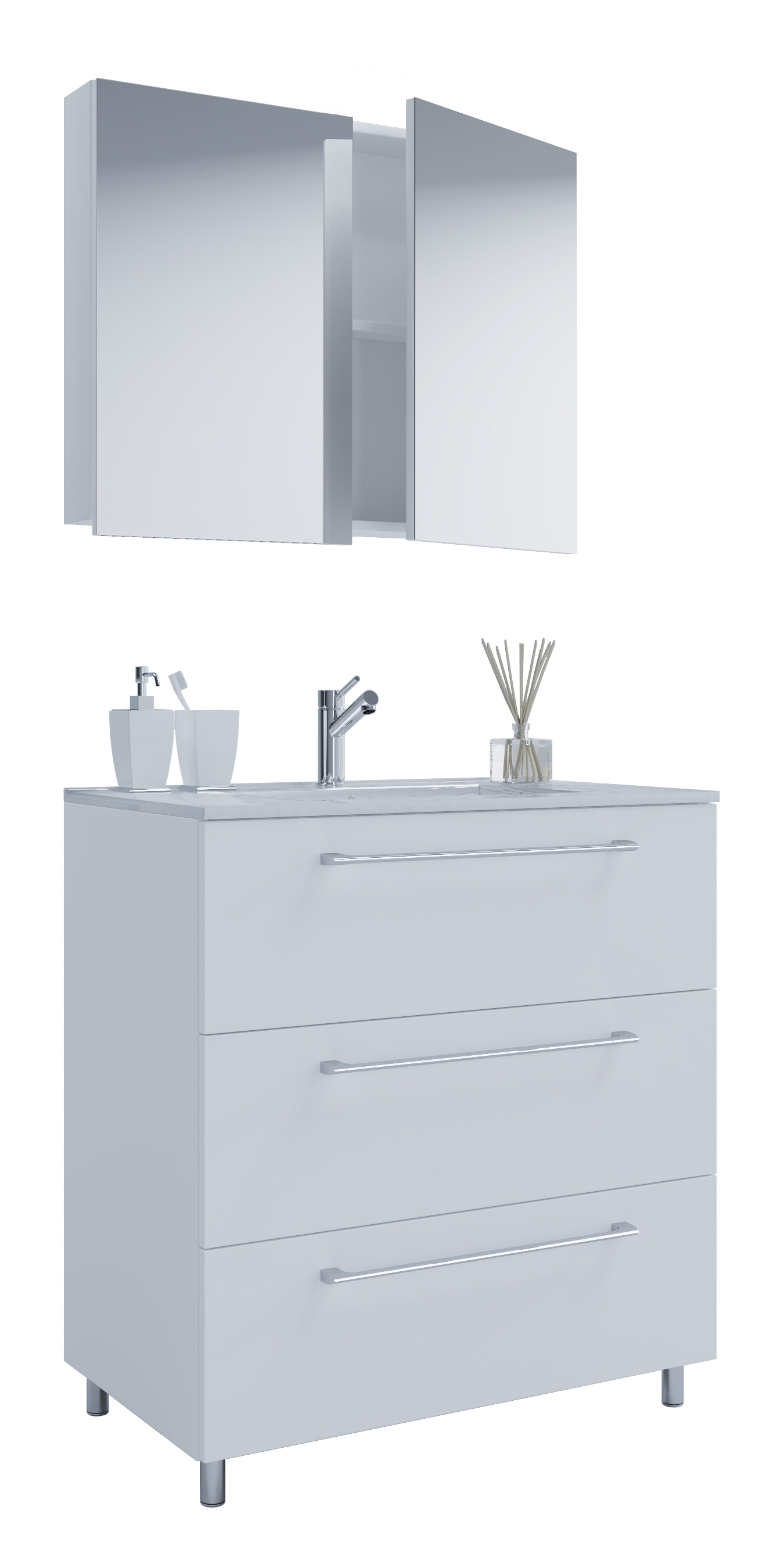 VCM Waschtisch »3-tlg. Waschplatz Waschtisch Badinos Schublade SP« 3 Stk. tlg.