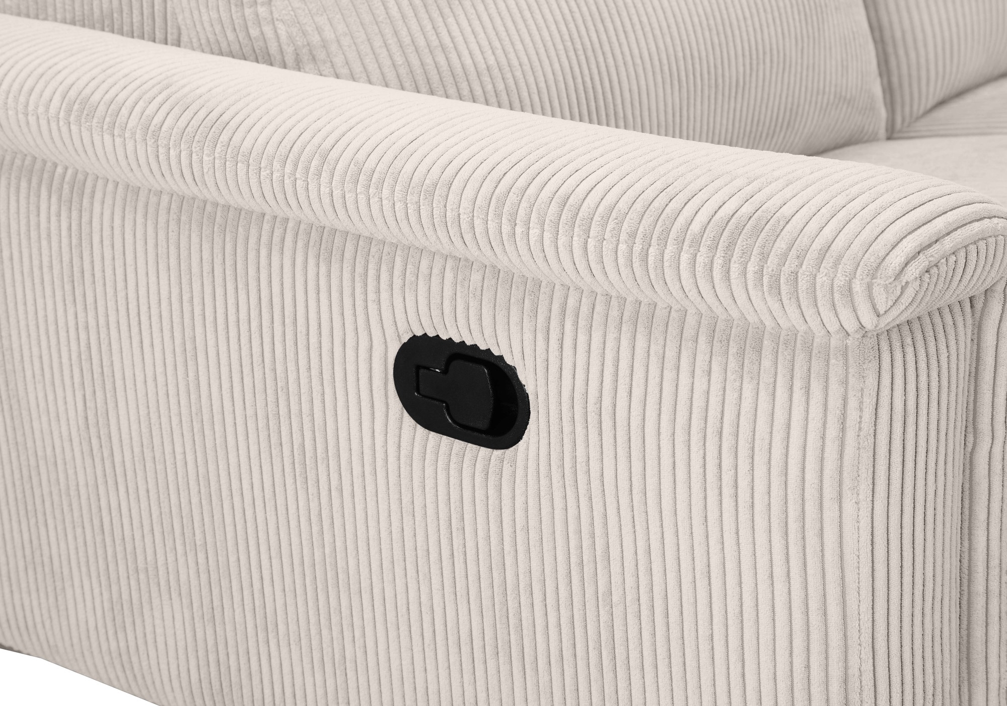 Places of Style Ecksofa »Lund in Cord, L-Form, 261 cm, manuelle und elektr. Relaxfunktion,«, USB-A und Kopfteilverstellung