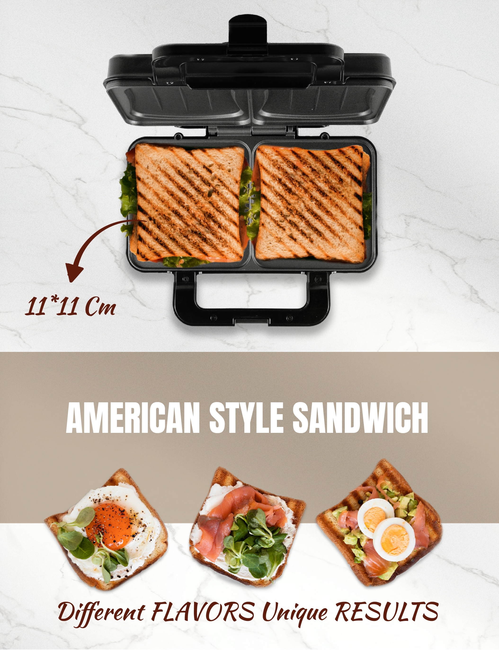 bestron Sandwichmaker »ASM92XLSAT«, 900 W