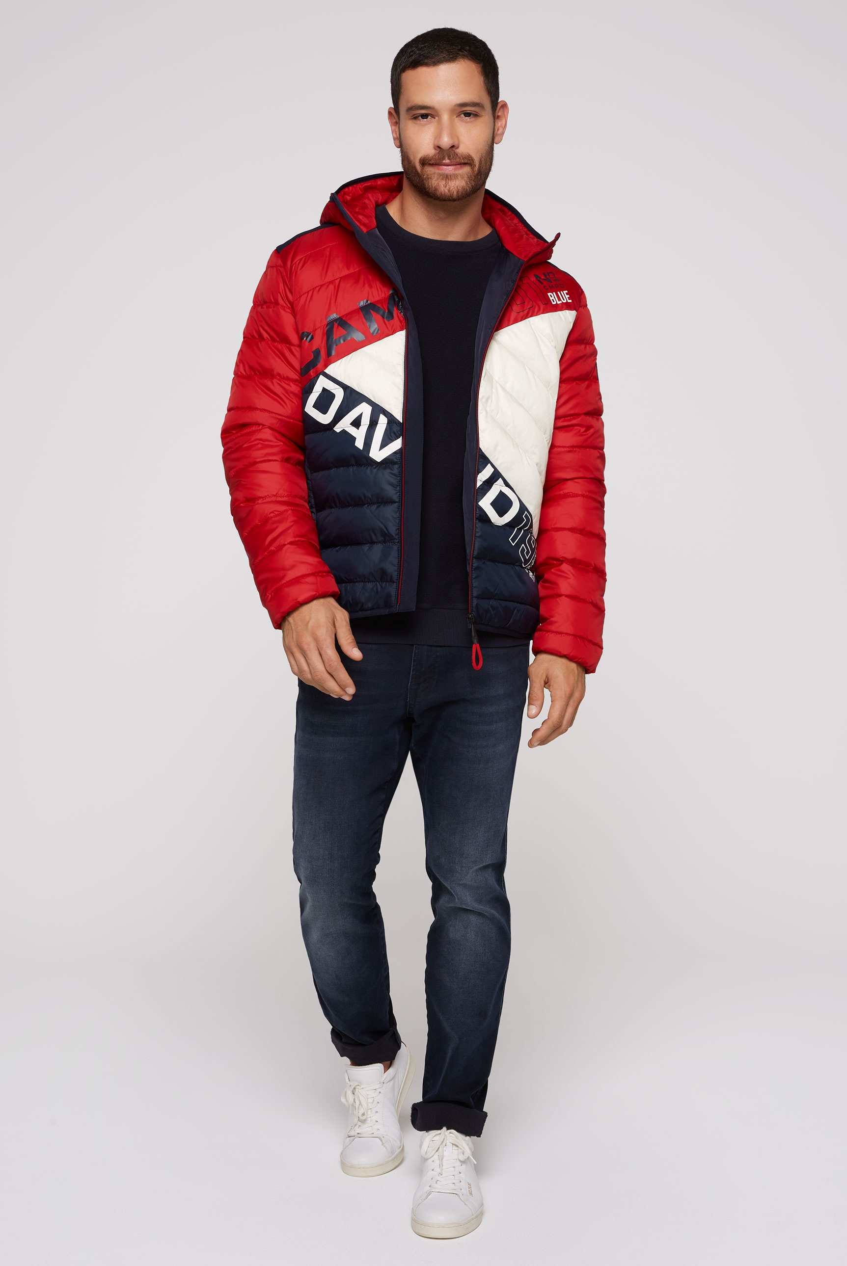 CAMP DAVID Steppjacke, mit Kapuze, mit Colour-Blocking und Rücken-Print