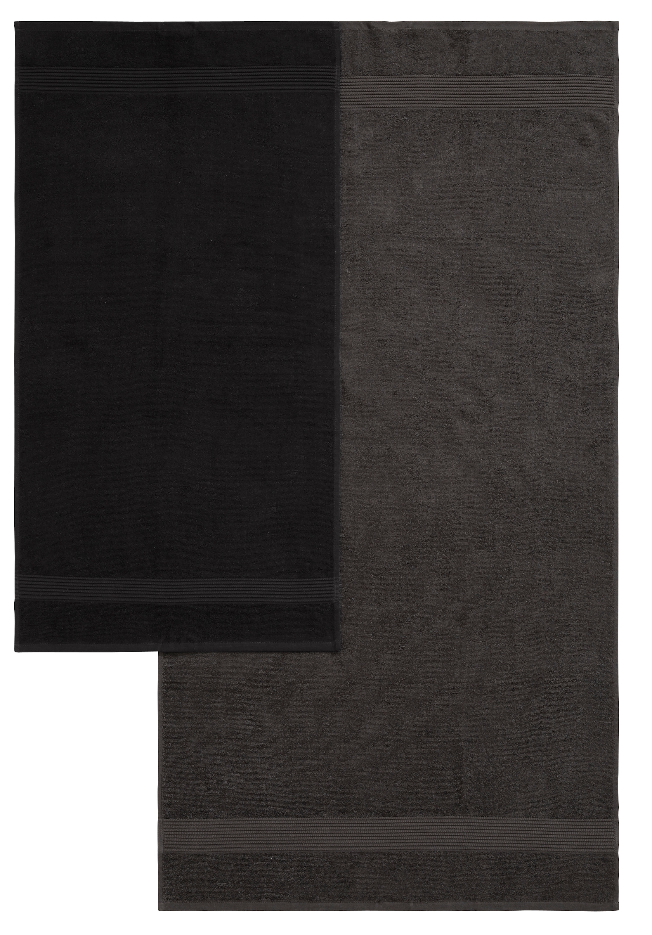 my home Handtuch Set »Anna, 2 Duschtücher 70x140, 4 Handtücher 50x100« Set Walkfrottee Handtuch-Set, gestreifte Bordüre, weich, 100% Baumwolle, zweifarbig