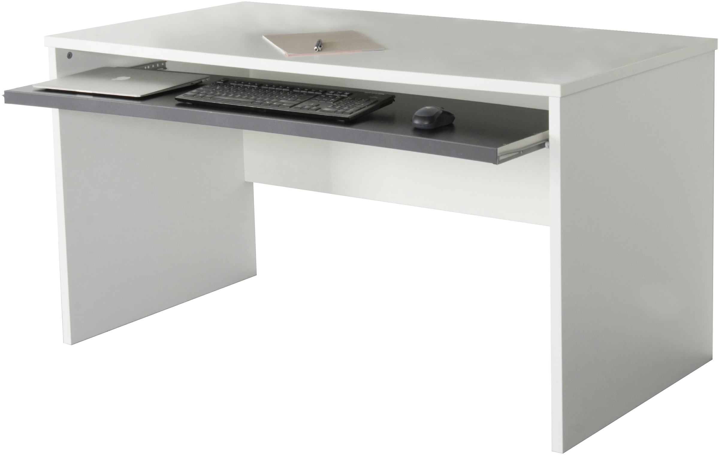 VOGL Möbelfabrik Schreibtisch »Barrie mit 2-farbigem Tastaturauszug«, in 2 Breiten, 2,5 cm Tischplattenstärke, Made in Germany