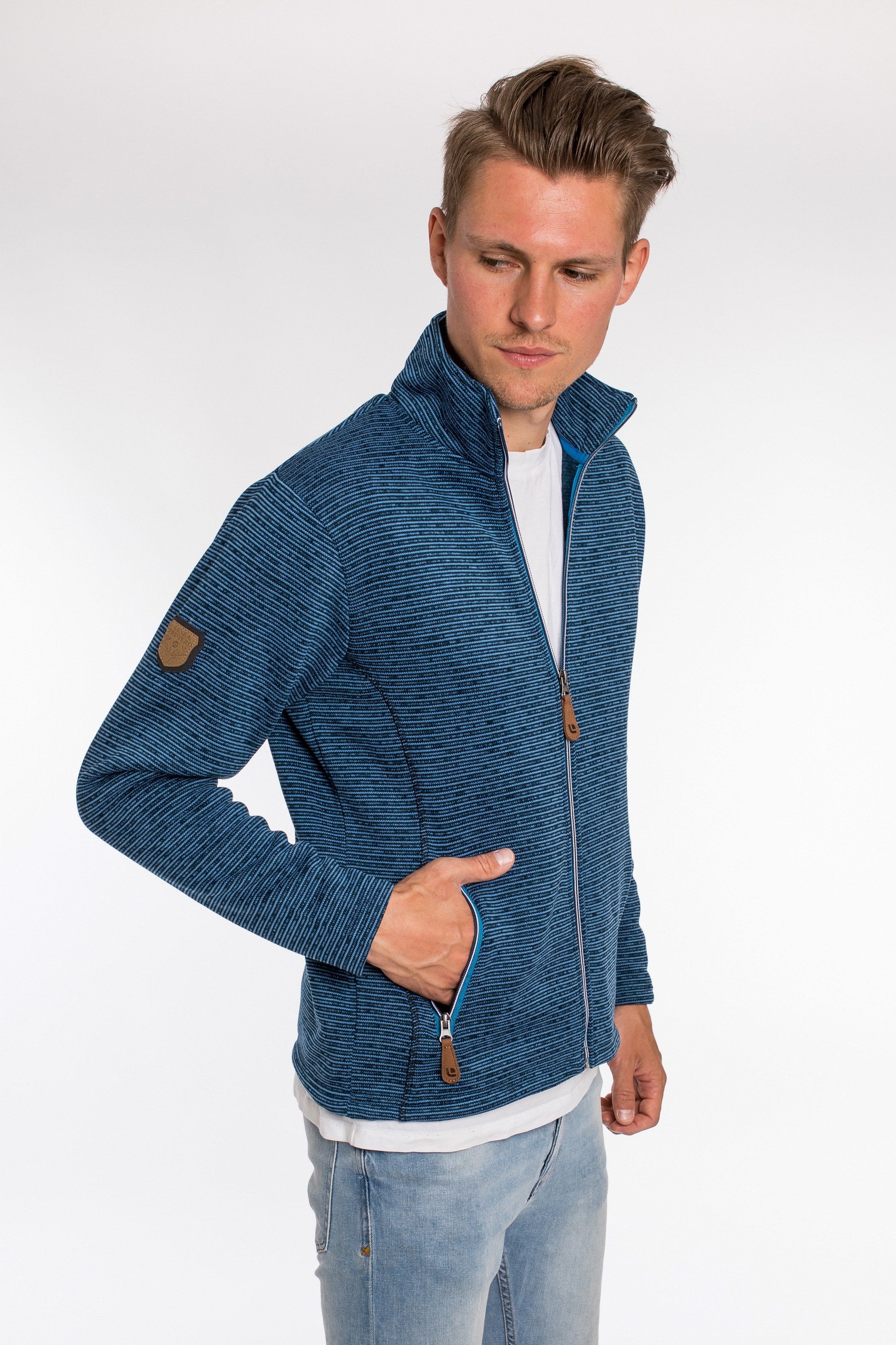 DEPROC Active Strickfleecejacke »LACEWOOD MEN«, Kontrastreissverschluss
