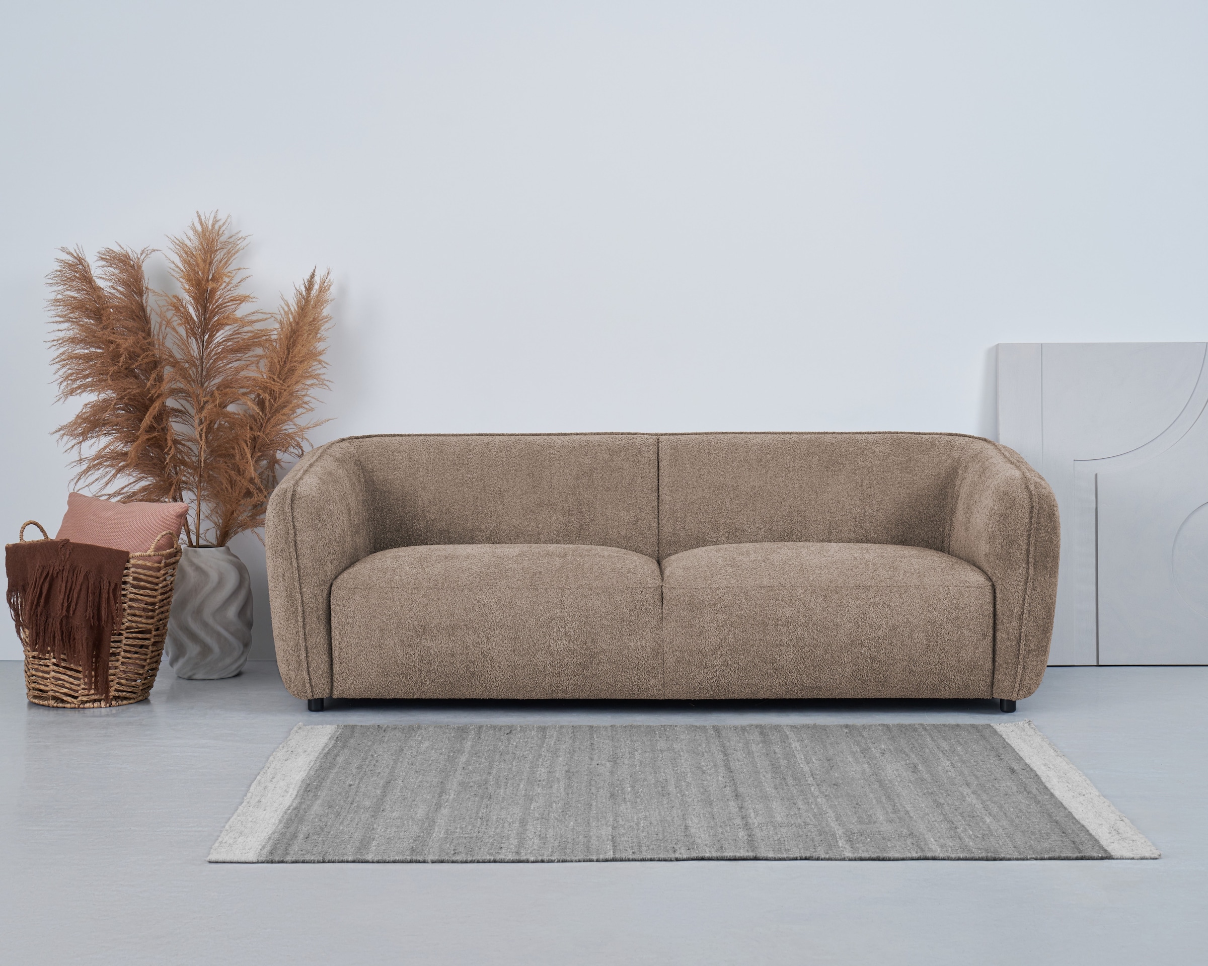 Home affaire 2,5-Sitzer »OSTRUP, Naturtöne, Boucle« Breite 201 cm, organische Form mit sanften Rundungen